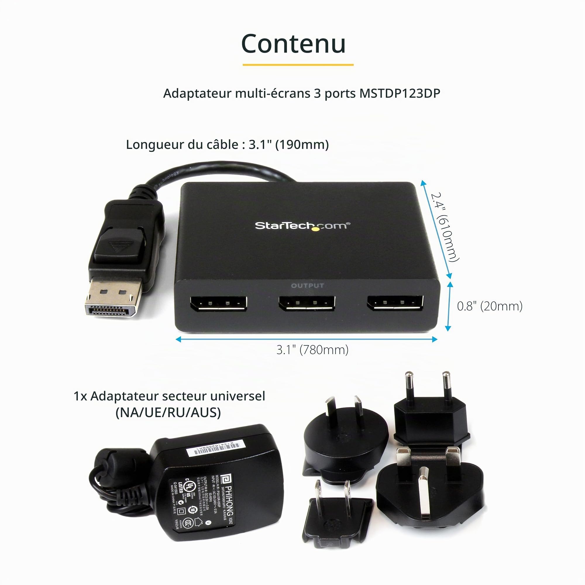 startech-com-mstdp123dp-hub-mst-displayport-1-2-vers-3x-dp-2x-4k-30hz-1x-1080p-6 image 5