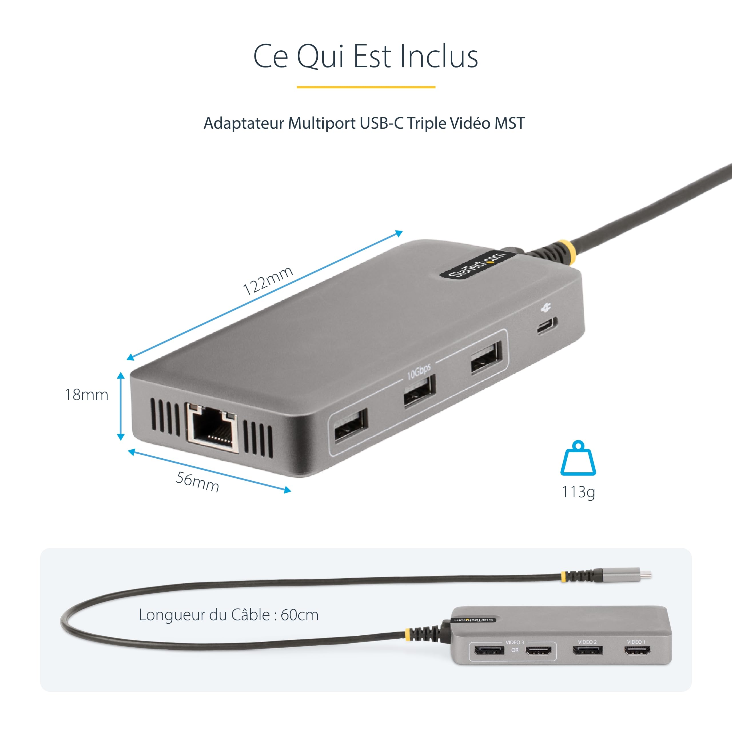 startech-com-station-d-accueil-usb-c-triple-4k-hdmi-displayport-100w-gbe image 7