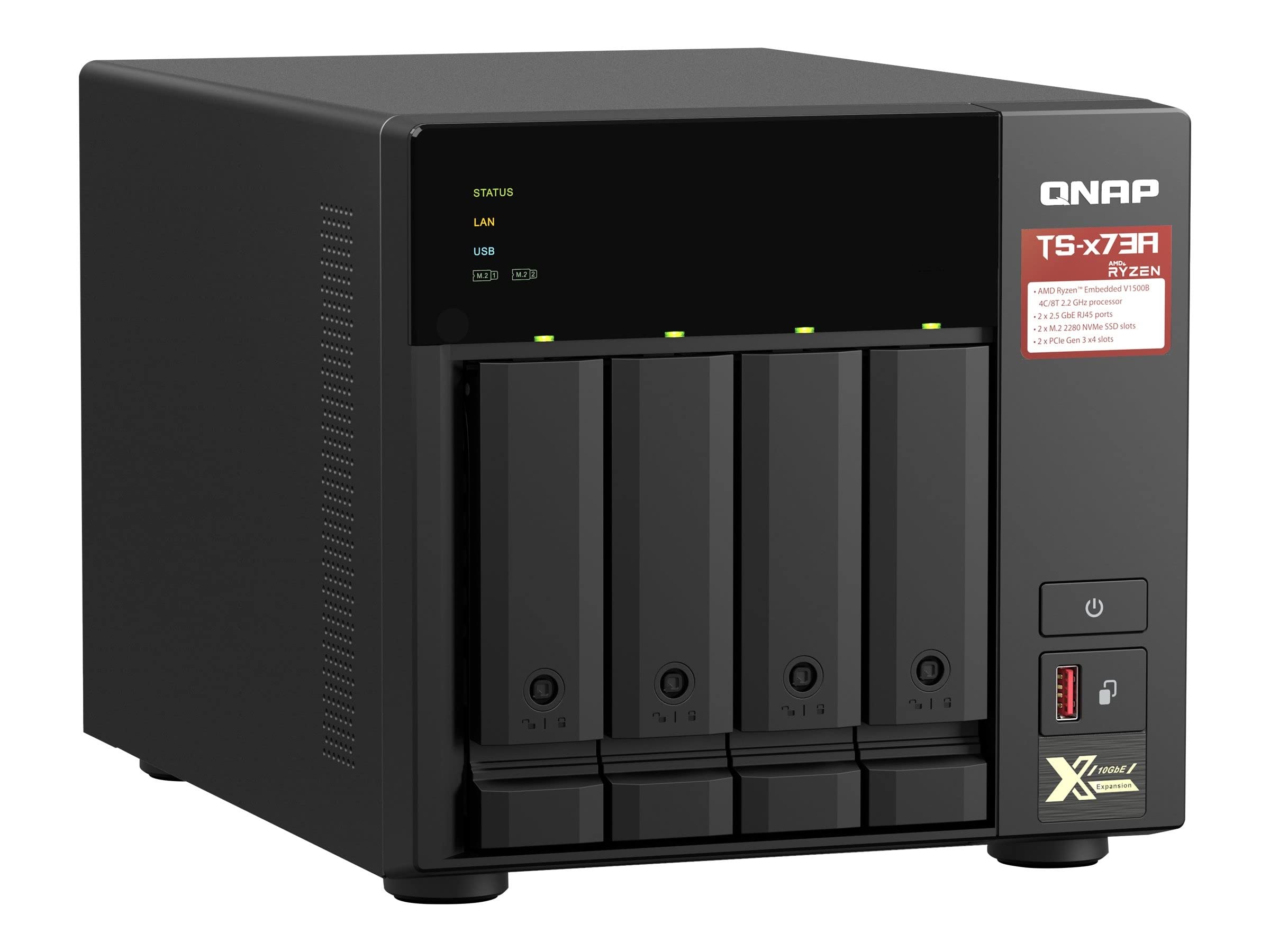 qnap-ts-473a-serveur-nas-tower-4-baies-amd-ryzen-v1500b-noir image 2