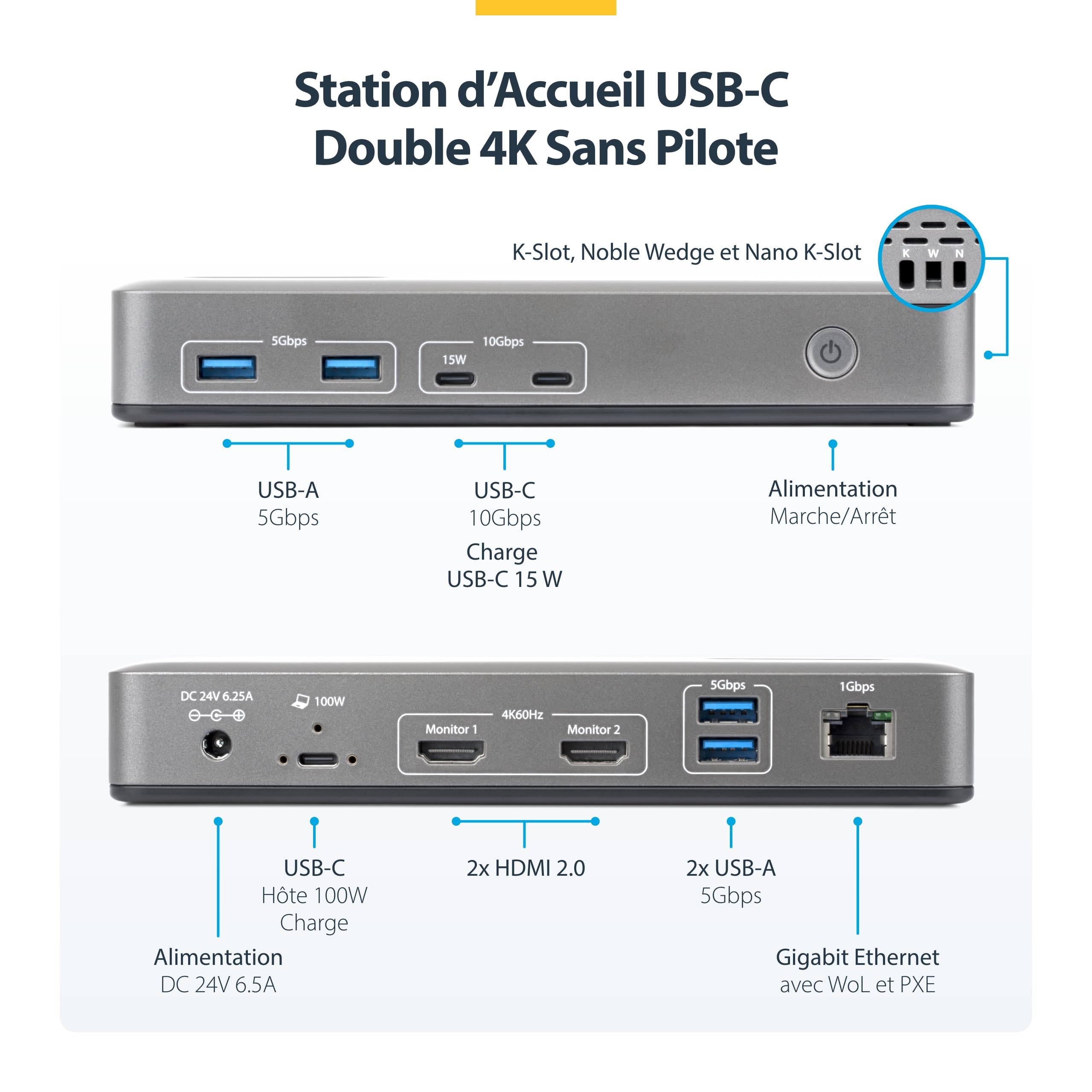 startech-com-dock-usb-c-windows-sans-pilote-double-hdmi-4k-60hz-6x-usb-10gbps-et image 2