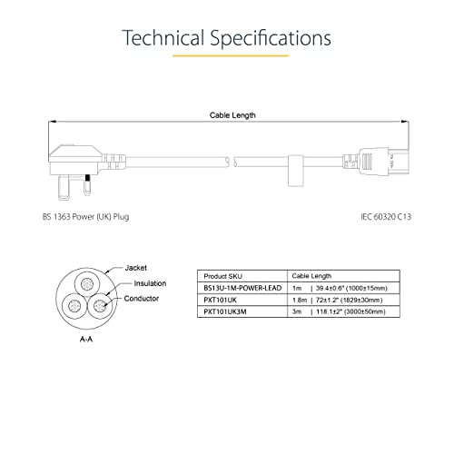 startech-com-cordon-d-alimentation-pc-uk-3-m-bs-1363-vers-c13-noir-pxt101uk3m image 7