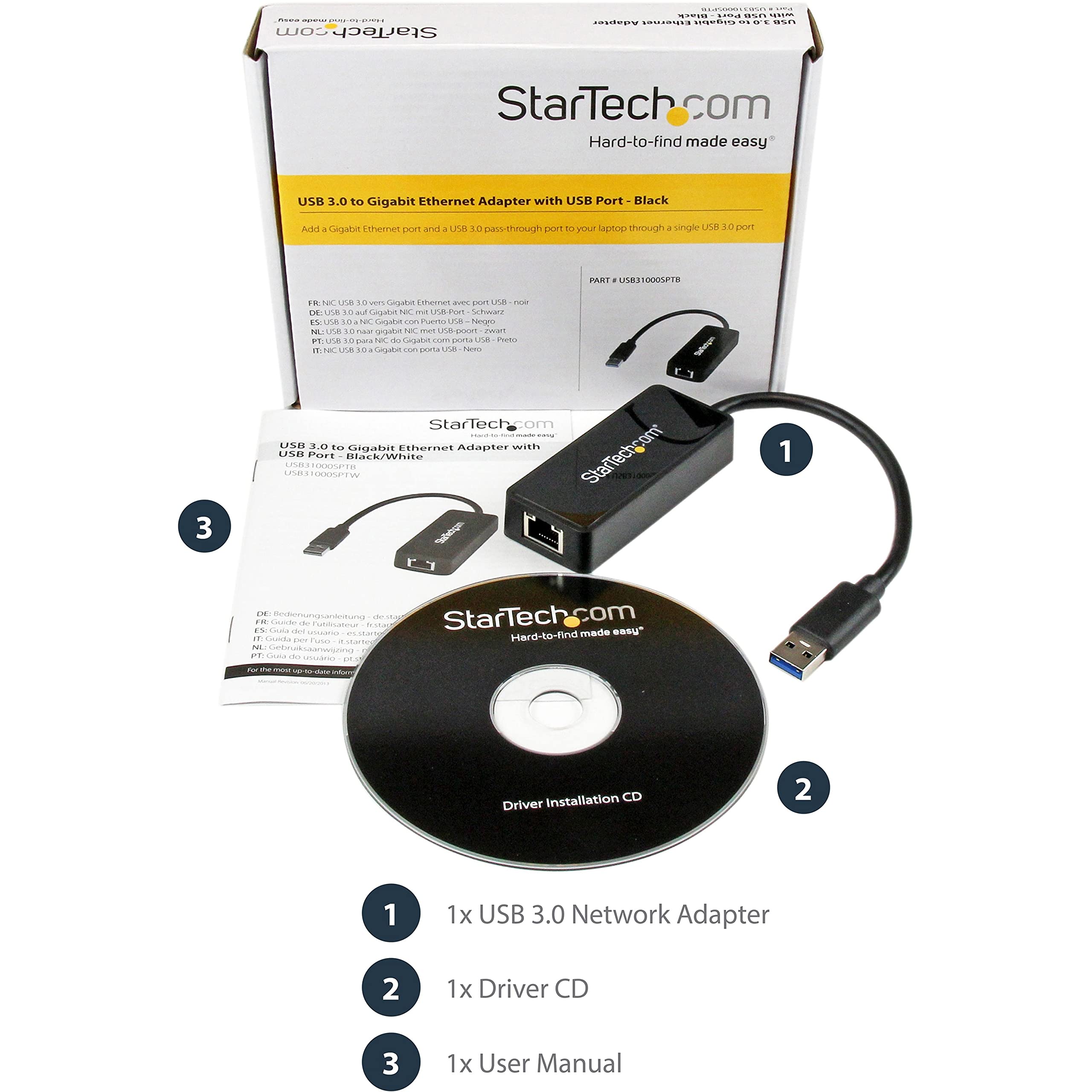 startech-com-usb31000sptb-adaptateur-ethernet-usb-3-0-gigabit-rj45-hub-usb image 6