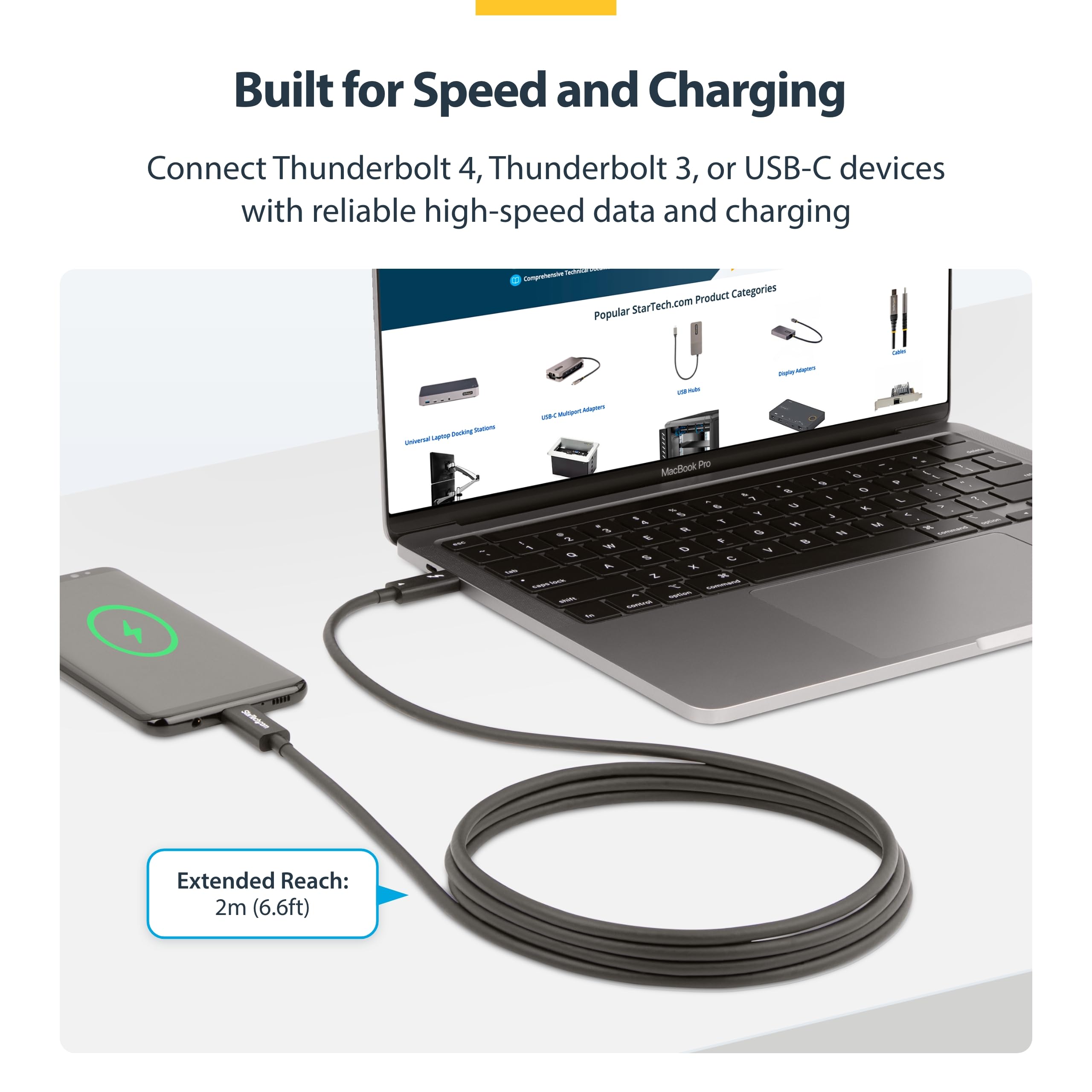 startech-com-c-ble-thunderbolt-4-actif-2-m-usb-c-40-gbps-100w-pd-8k-noir image 5