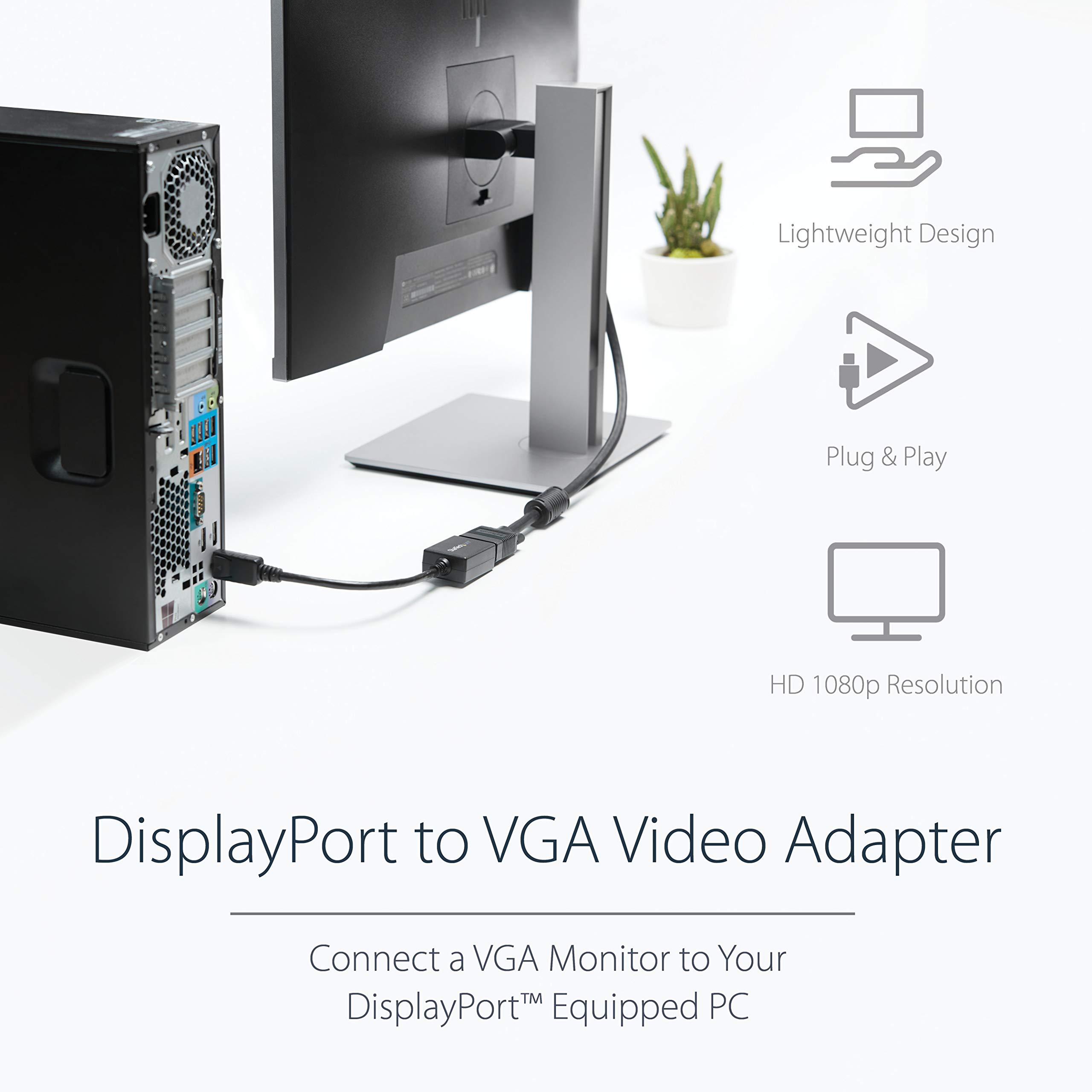 startech-com-dp2vga2-adaptateur-displayport-vers-vga-actif-1080p-22-5-cm image 2