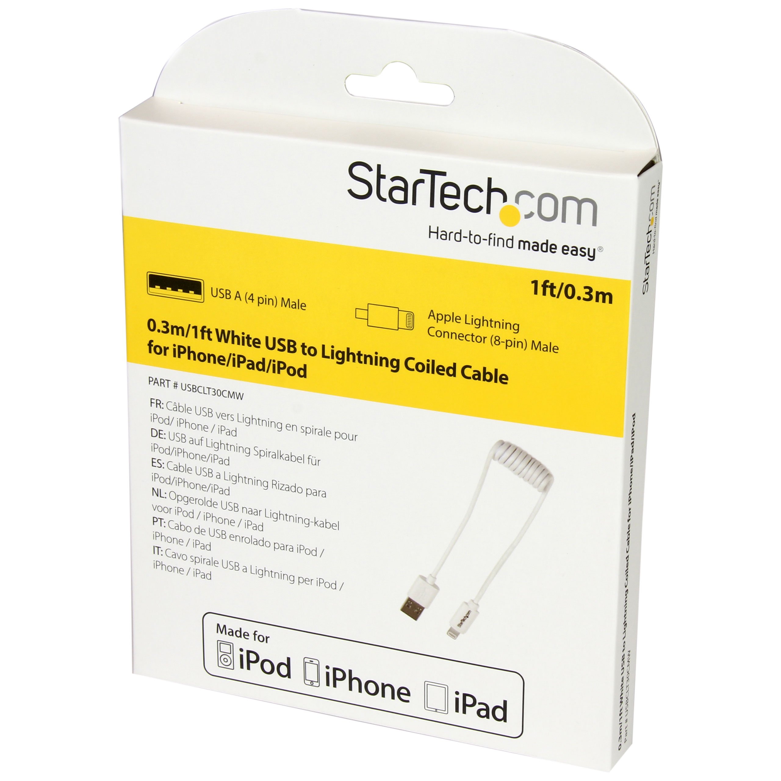 startech-com-c-ble-apple-lightning-vers-usb-spiral-30-cm-blanc-m-m image 5
