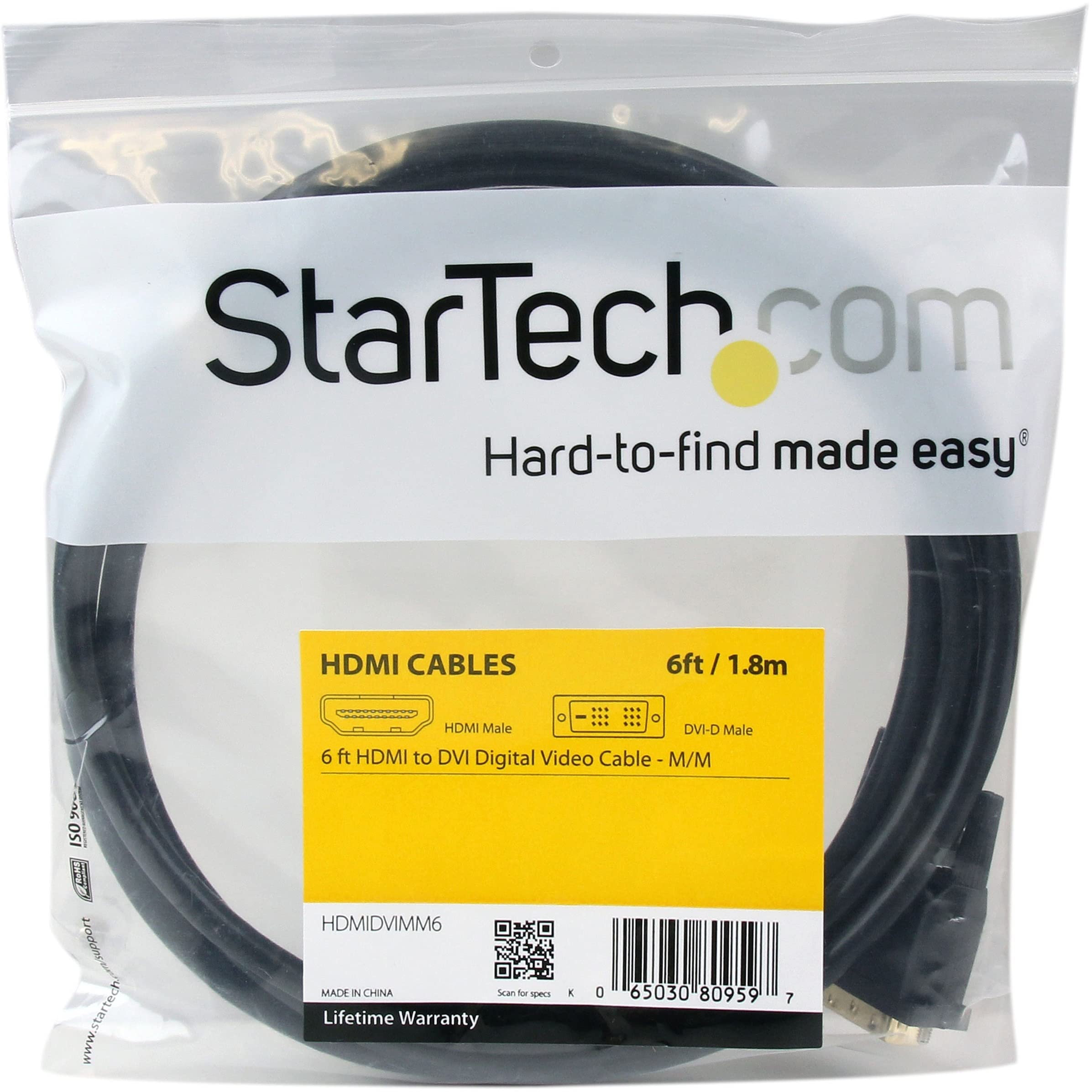 startech-com-hdmidvimm6-c-ble-hdmi-vers-dvi-d-1-8-m-m-m image 6