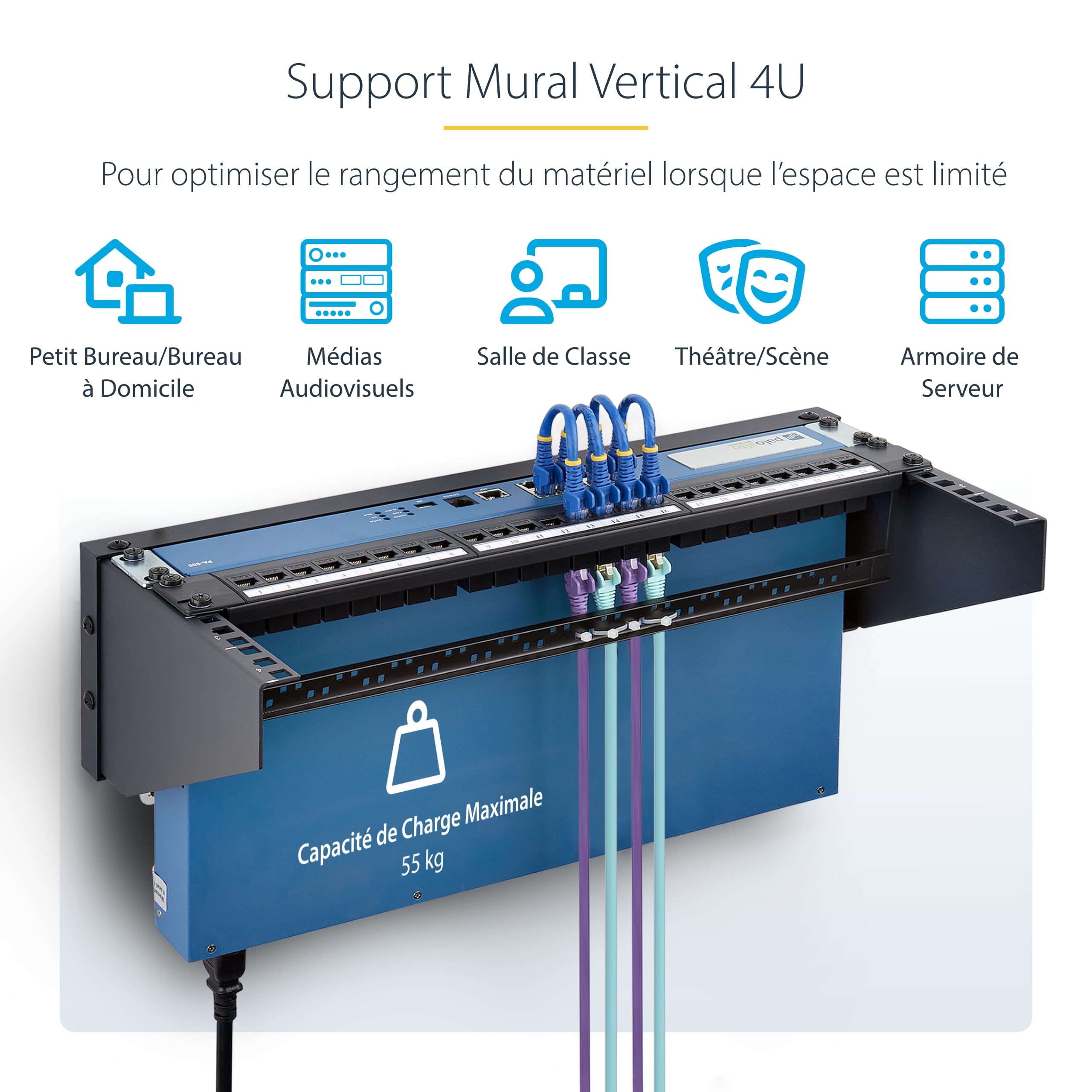 startech-com-rk419wallv-n-support-mural-vertical-4u-rack-19-pouces-55kg image 2