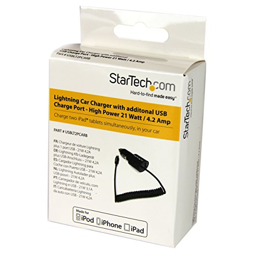 startech-com-usblt2pcarb-chargeur-voiture-double-lightning-usb-21w-4-2a-noir image 6