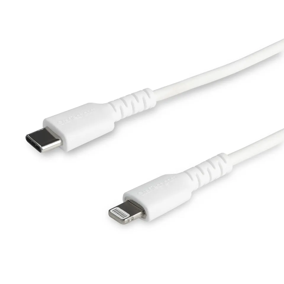 startech-com-rusbcltmm2mw-c-ble-usb-c-vers-lightning-2m-blanc-robuste-mfi-aramid image 1