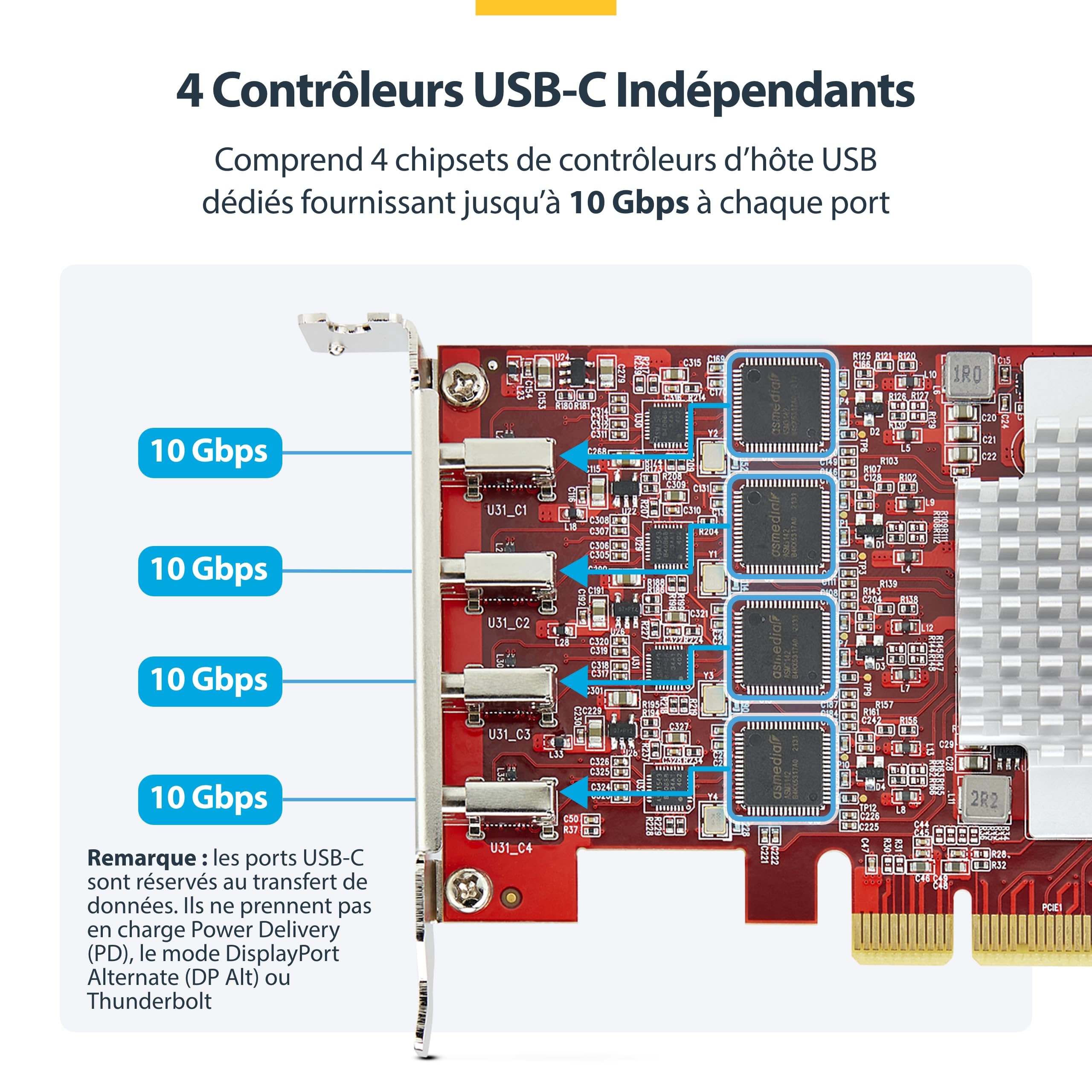 startech-com-p10q4c-usb-card-lp-carte-pcie-4-ports-usb-c-10-gbps-usb-3-2-gen-2 image 3