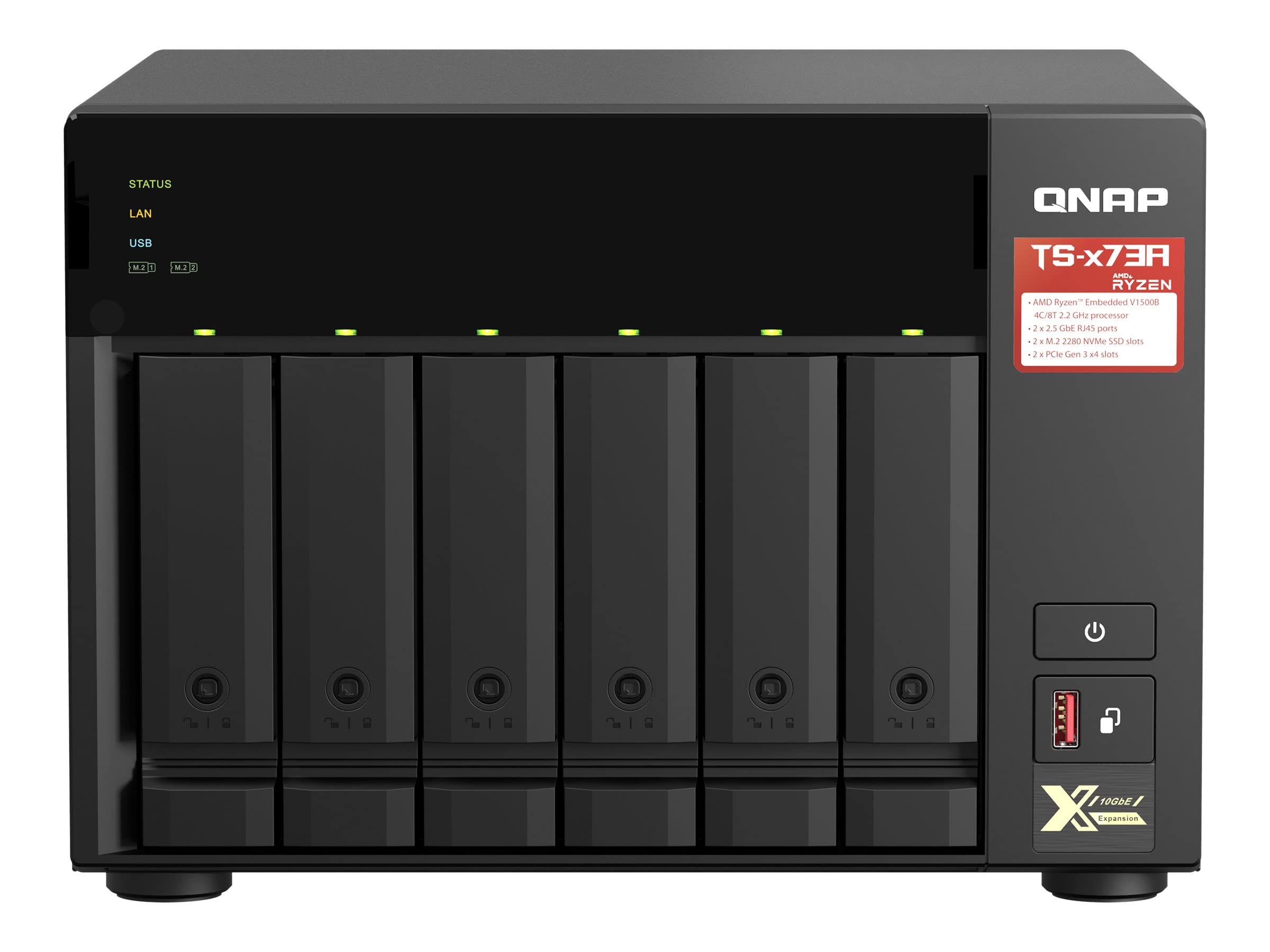 qnap-ts-673a-serveur-nas-6-baies-amd-ryzen-2-5gbe-m-2-nvme-pcie image 3