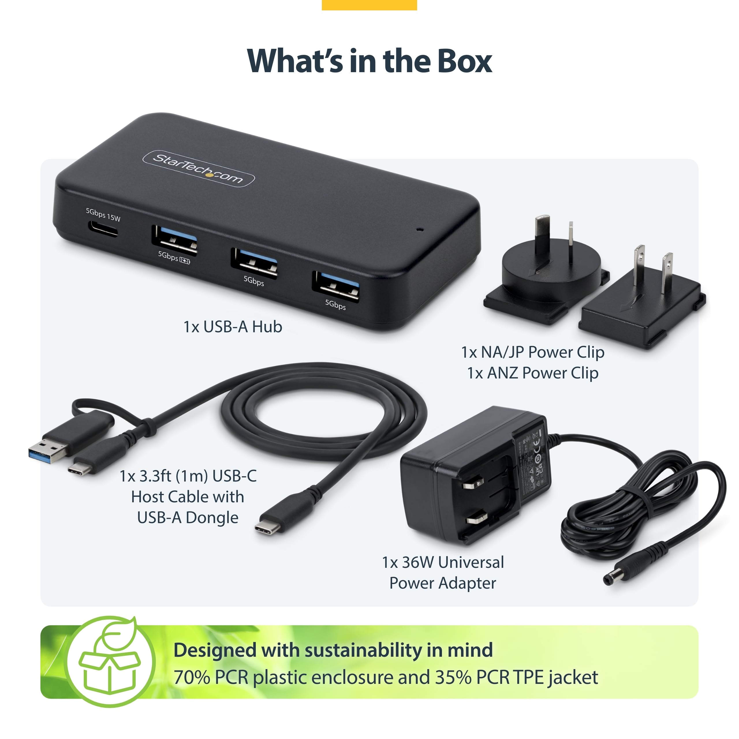 startech-com-hub-usb-a-4-ports-5-gbps-avec-charge-bc-1-2-et-adaptateur-24-w image 8