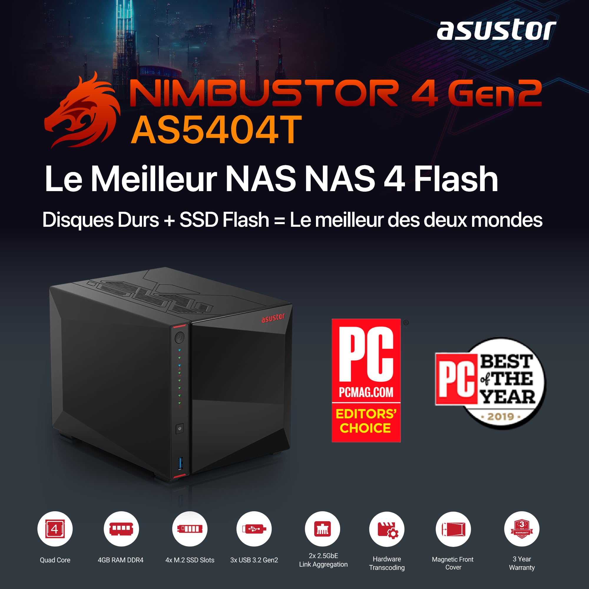asustor-as5404t-nimbustor-4-gen2-serveur-nas-4-baies-2-5gbe-m-2-nvme image 2