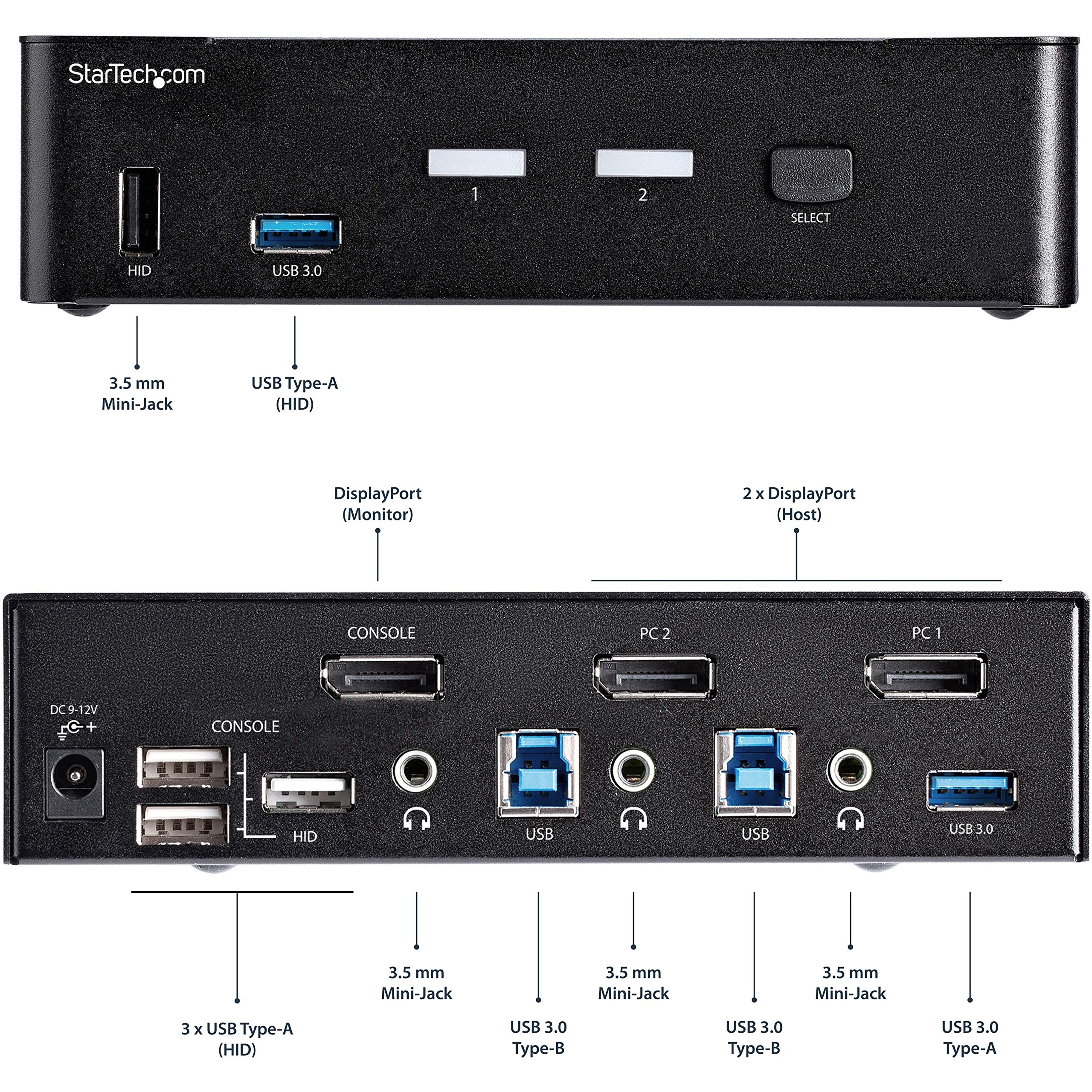 startech-com-st12mhdlan-series-switch-kvm-displayport-2-ports-4k-60-hz-avec-hub- image 5