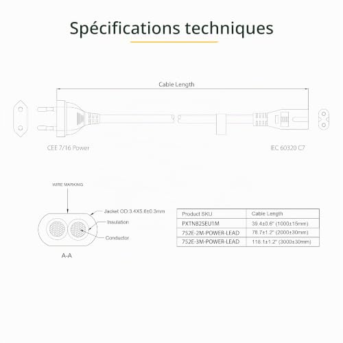 startech-com-cordon-alimentation-portable-1m-ue-vers-c7-c-ble-secteur-laptop image 8