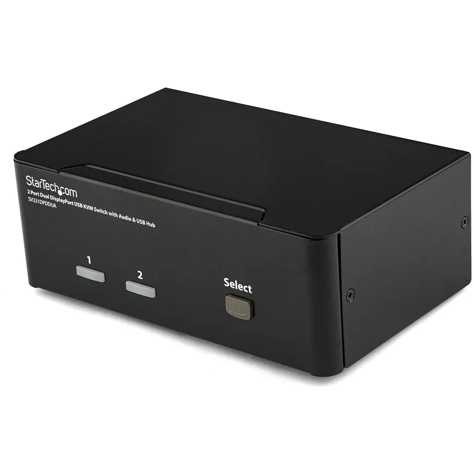 startech-com-switch-kvm-displayport-2-ports-double-cran-2560x1600-hub-usb-audio image 1