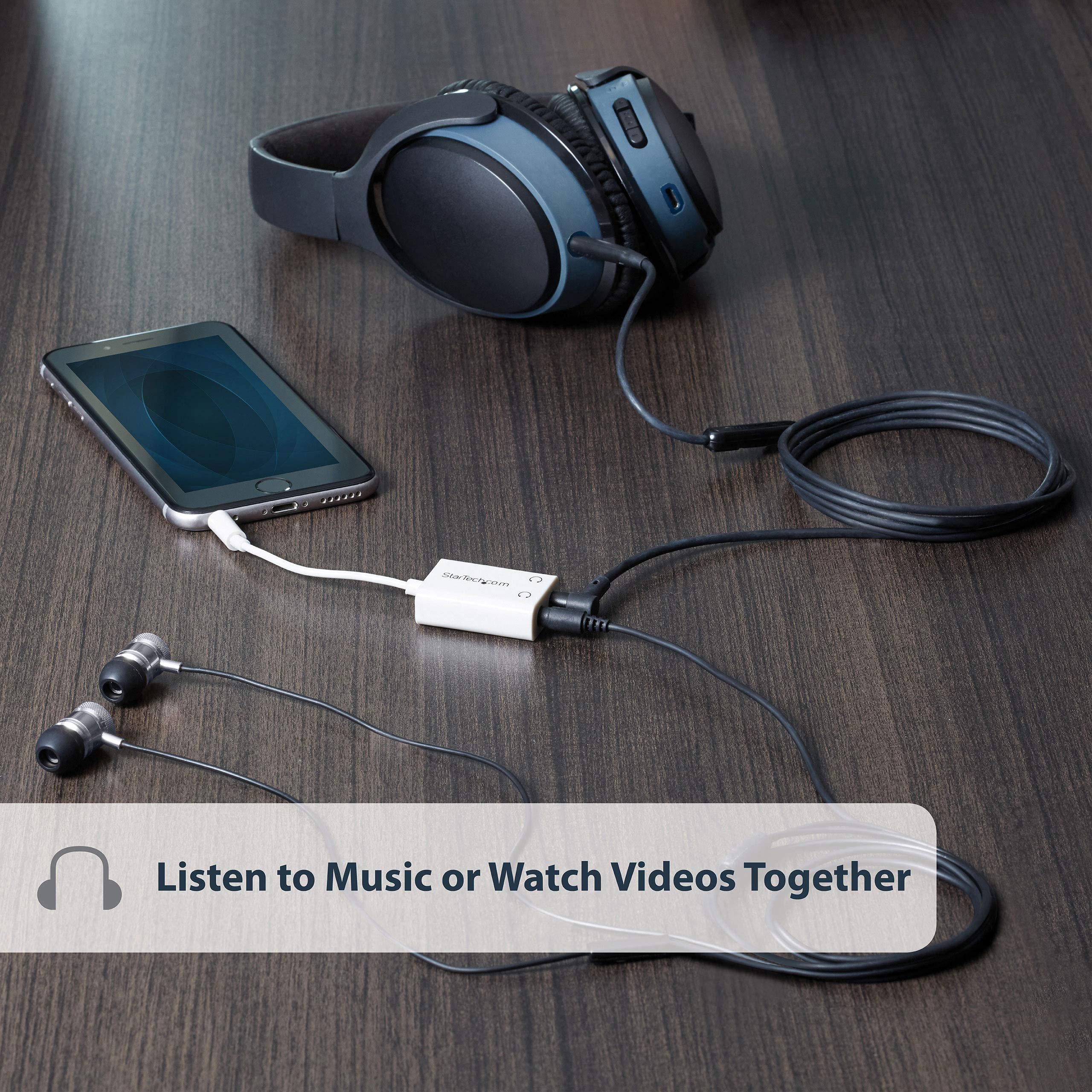 startech-com-muy1mffadpw-r-partiteur-audio-slim-3-5mm-m-le-vers-2x-femelle-blanc image 2