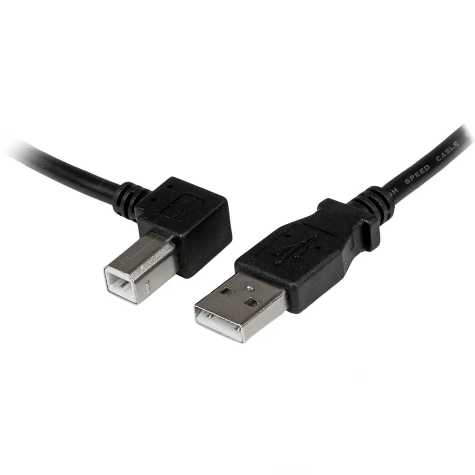 startech-com-c-ble-usb-2-0-usb-a-vers-usb-b-coud-gauche-2m-noir image 1
