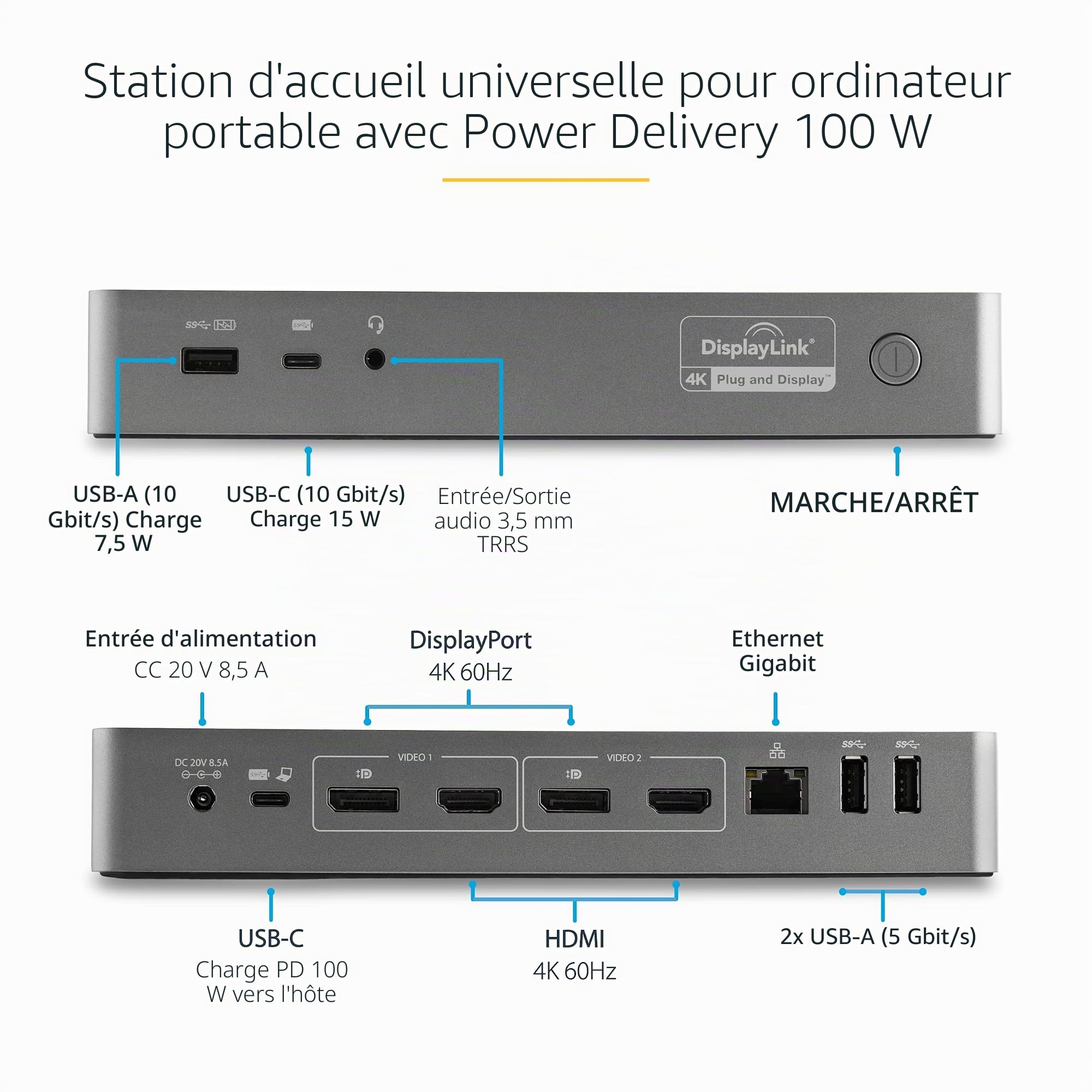 startech-com-station-d-accueil-hybride-usb-c-usb-a-double-4k-hdmi-displayport-gb image 3