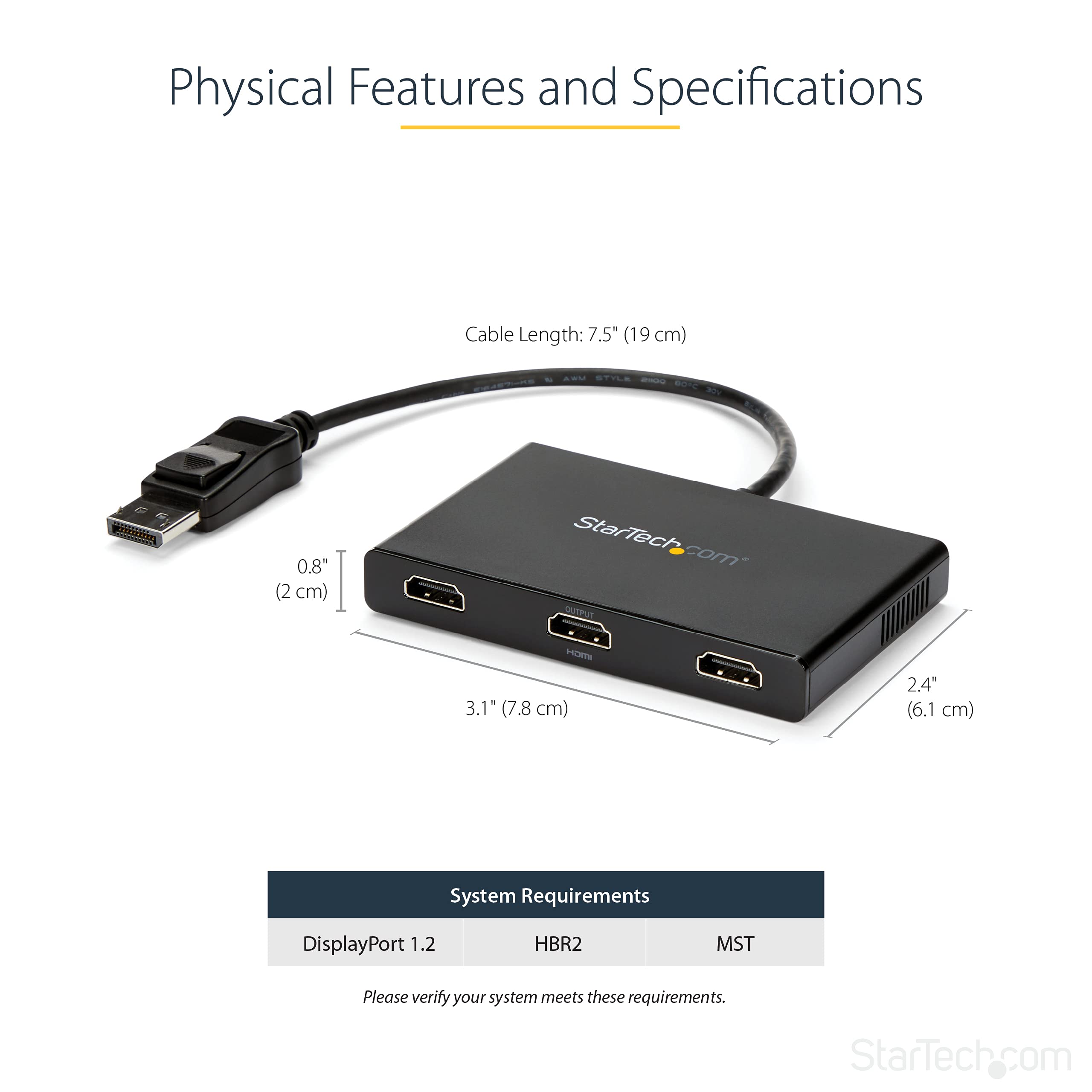 startech-com-st12mhdlan-hub-mst-displayport-1-2-vers-3x-hdmi-triple-cran image 3