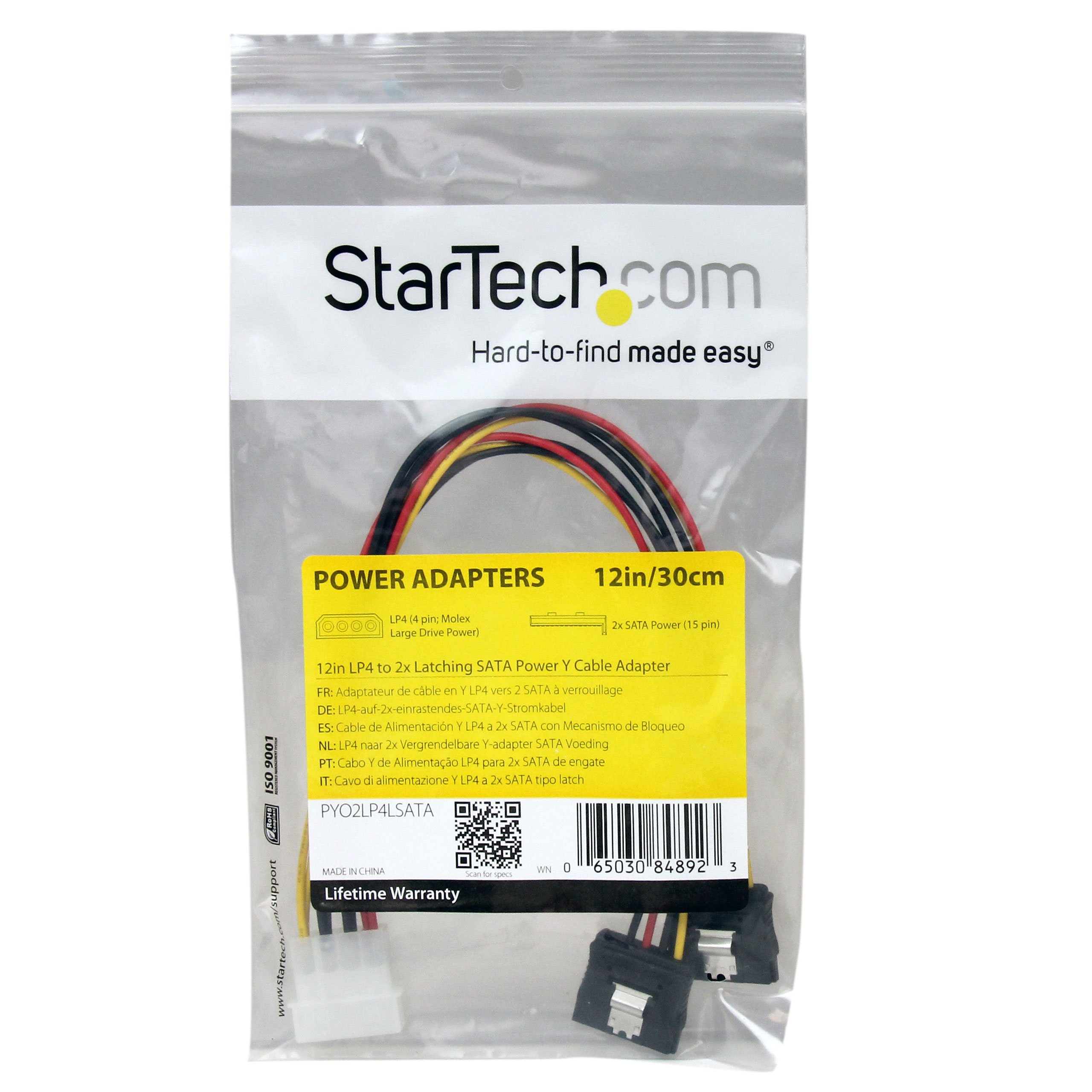 startech-com-pyo2lp4lsata-c-ble-adaptateur-lp4-m-le-vers-2x-sata-femelle-30-cm image 2