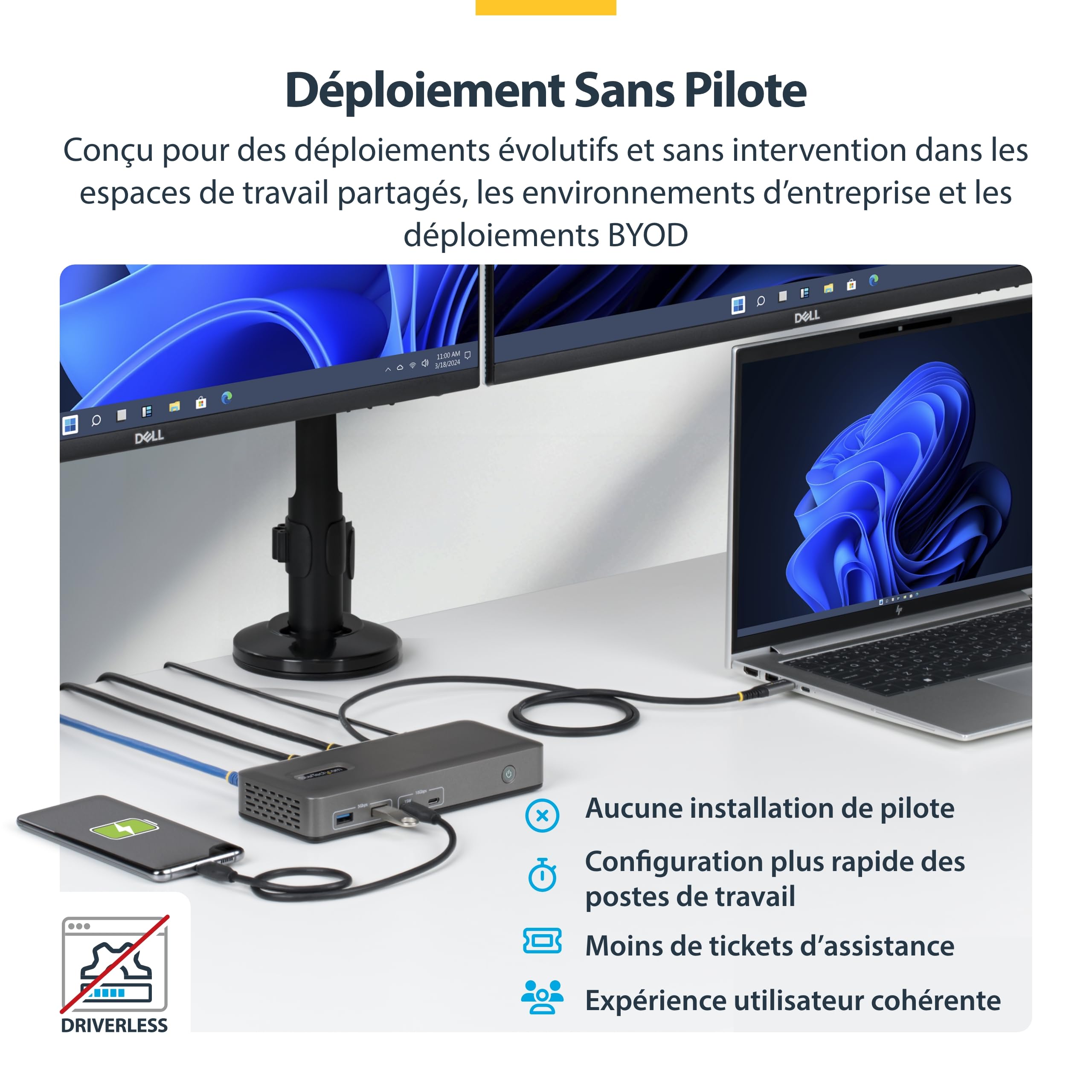 startech-com-dock-usb-c-double-dp-4k-60hz-100w-verrouillable-sans-pilote image 5