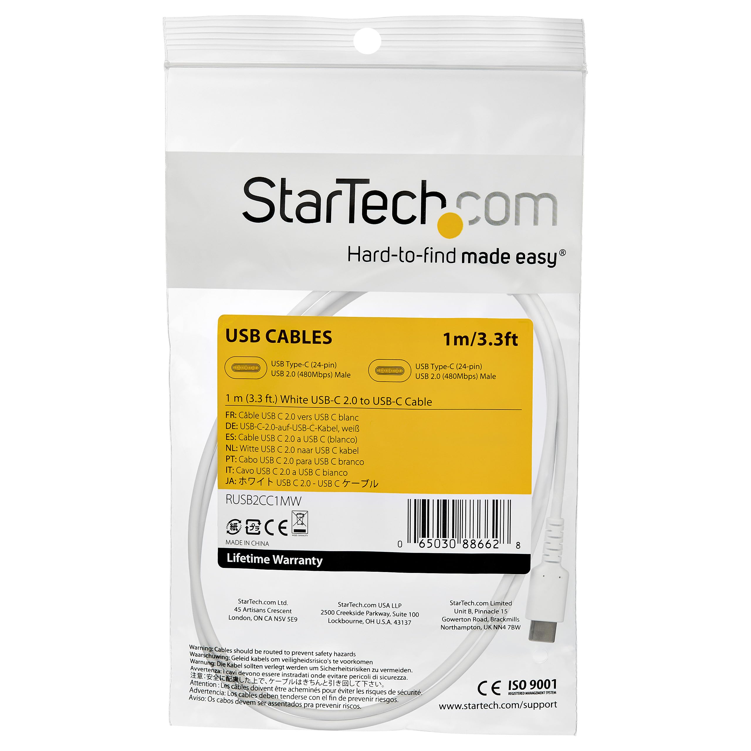 startech-com-c-ble-usb-c-vers-usb-c-1-m-60w-pd-usb-2-0-blanc-s-rie-pm1115xx image 5