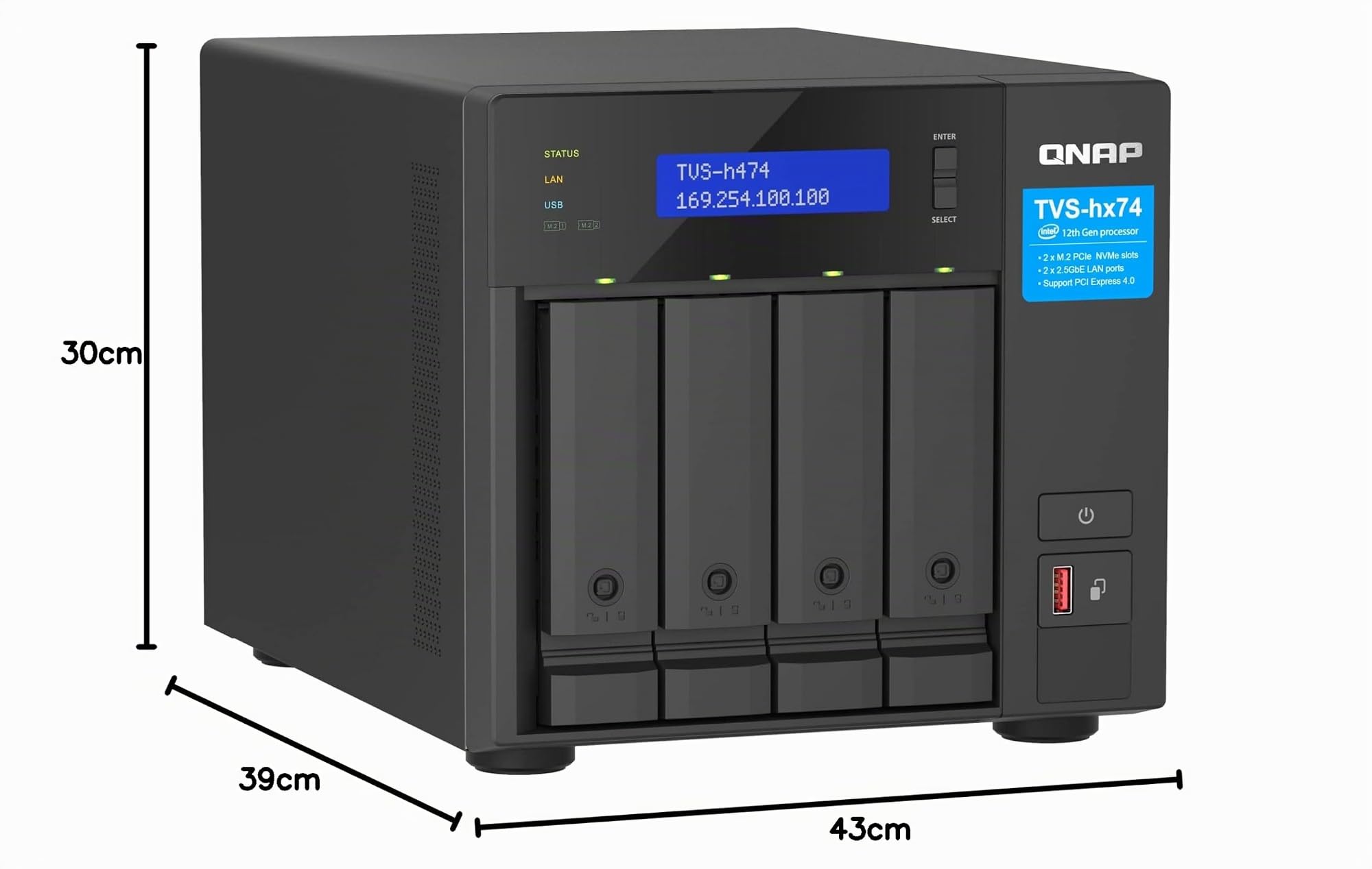 qnap-tvs-h474-pt-8g-serveur-nas-tour-4-baies-intel-pentium-gold-g7400 image 8