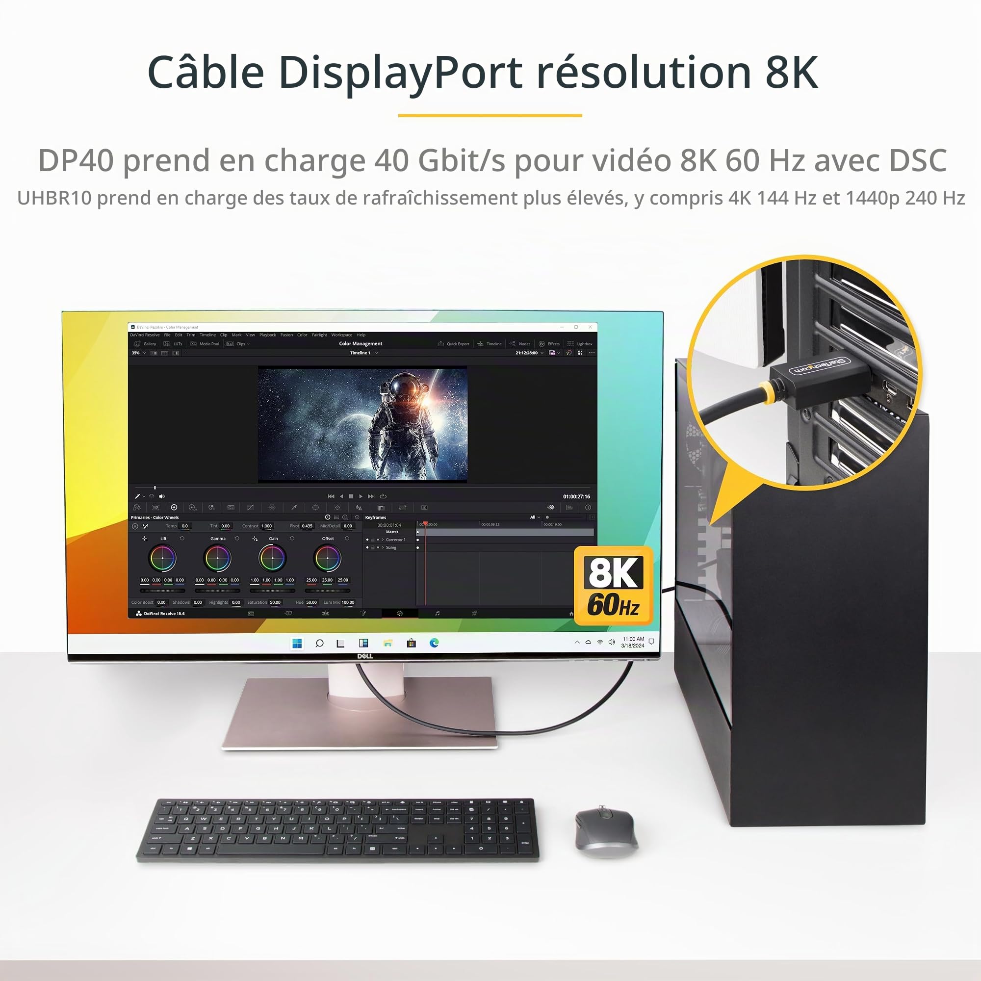 startech-com-c-ble-displayport-2-1-dp40-certifi-vesa-3m-8k-60hz-hdr-noir image 3