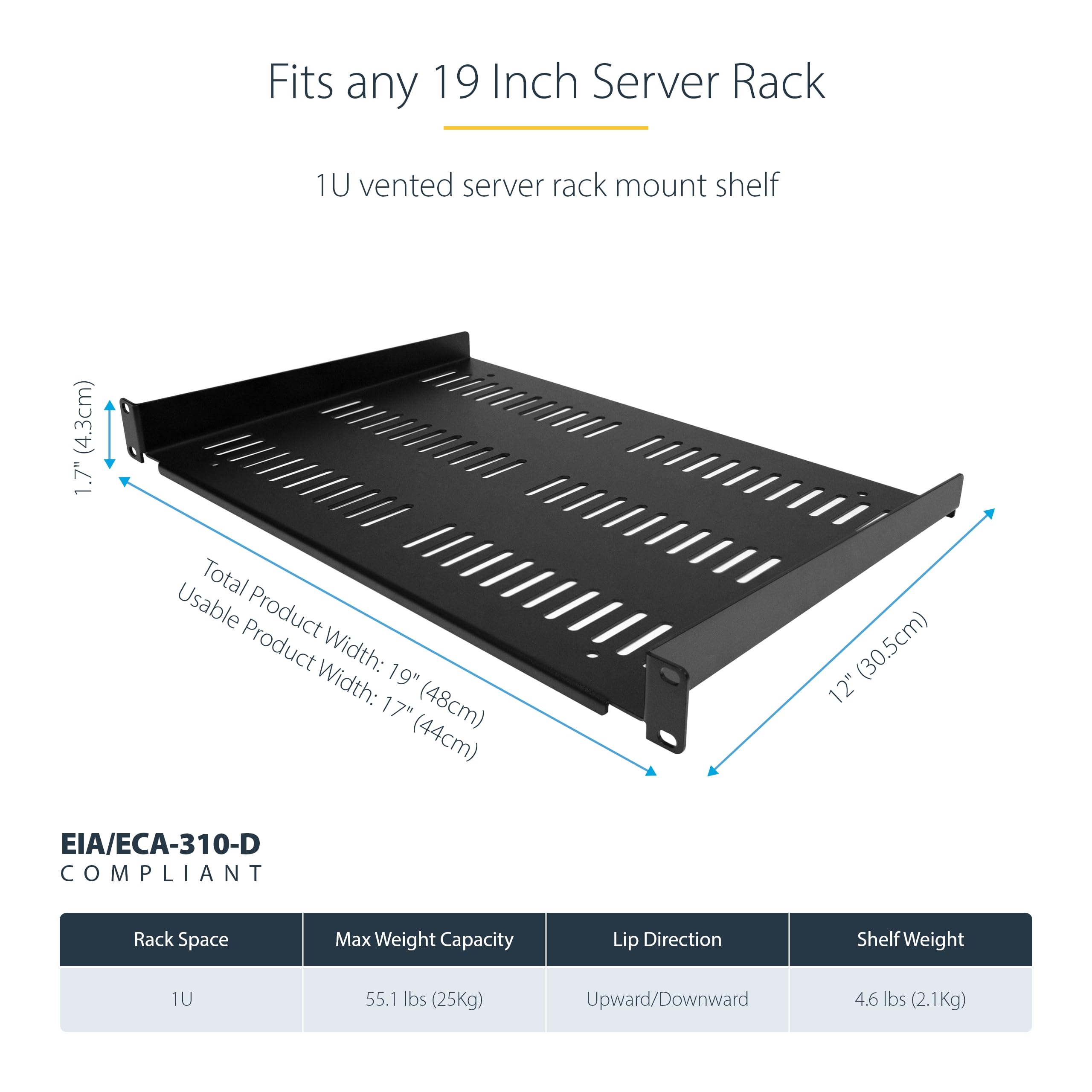 startech-com-shelf-1u-12-fixed-v-tag-re-rack-19-pouces-1u-30-5-cm image 3