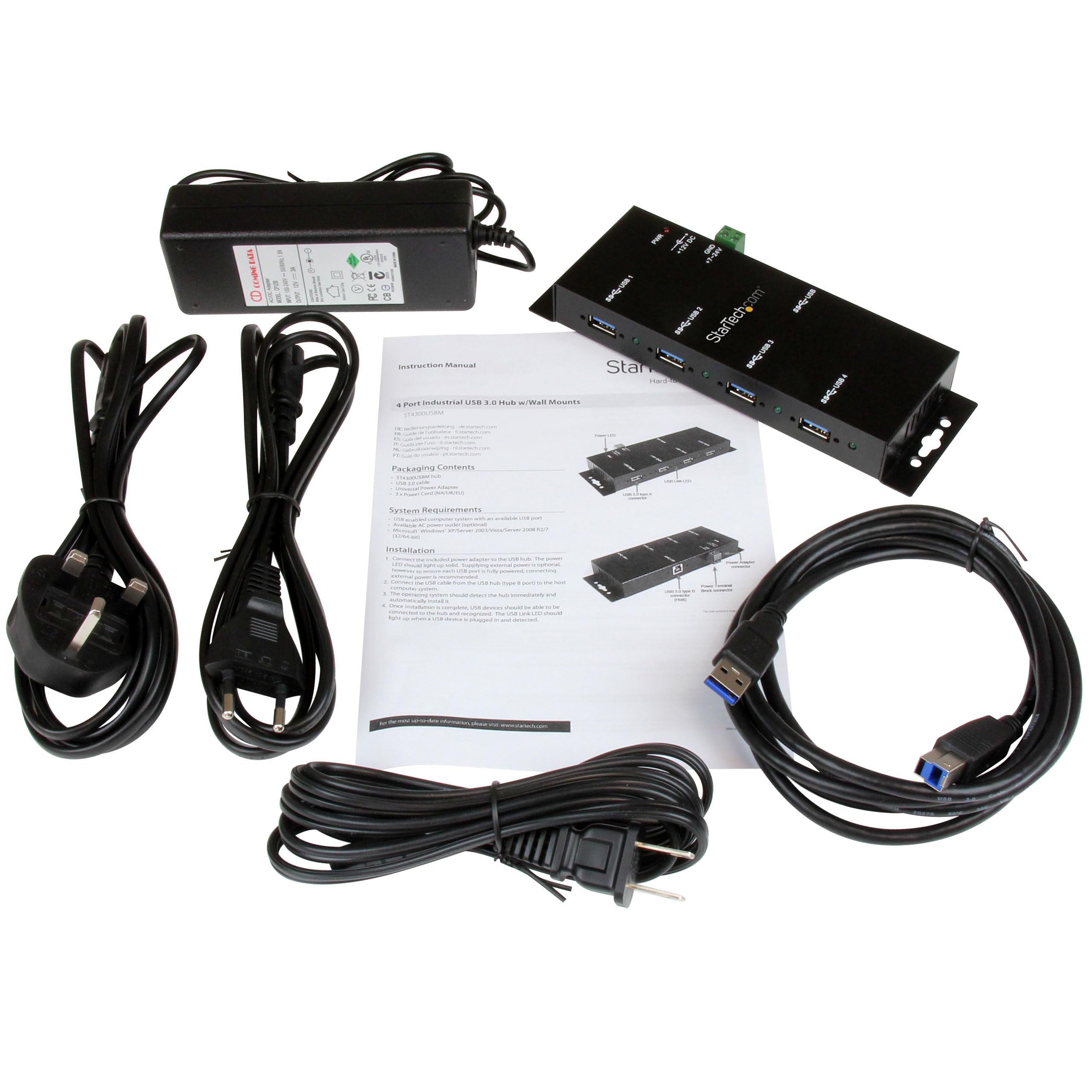 startech-com-st4300usbm-hub-industriel-usb-3-0-4-ports-5-gbps-m-tal-montable image 6