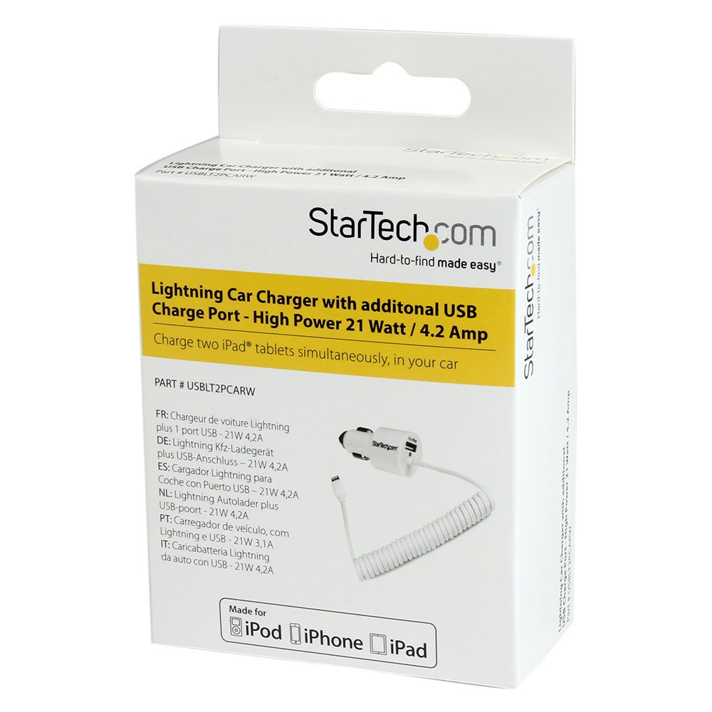 startech-com-usblt2pcarw-chargeur-voiture-lightning-usb-21w-4-2a-blanc image 6