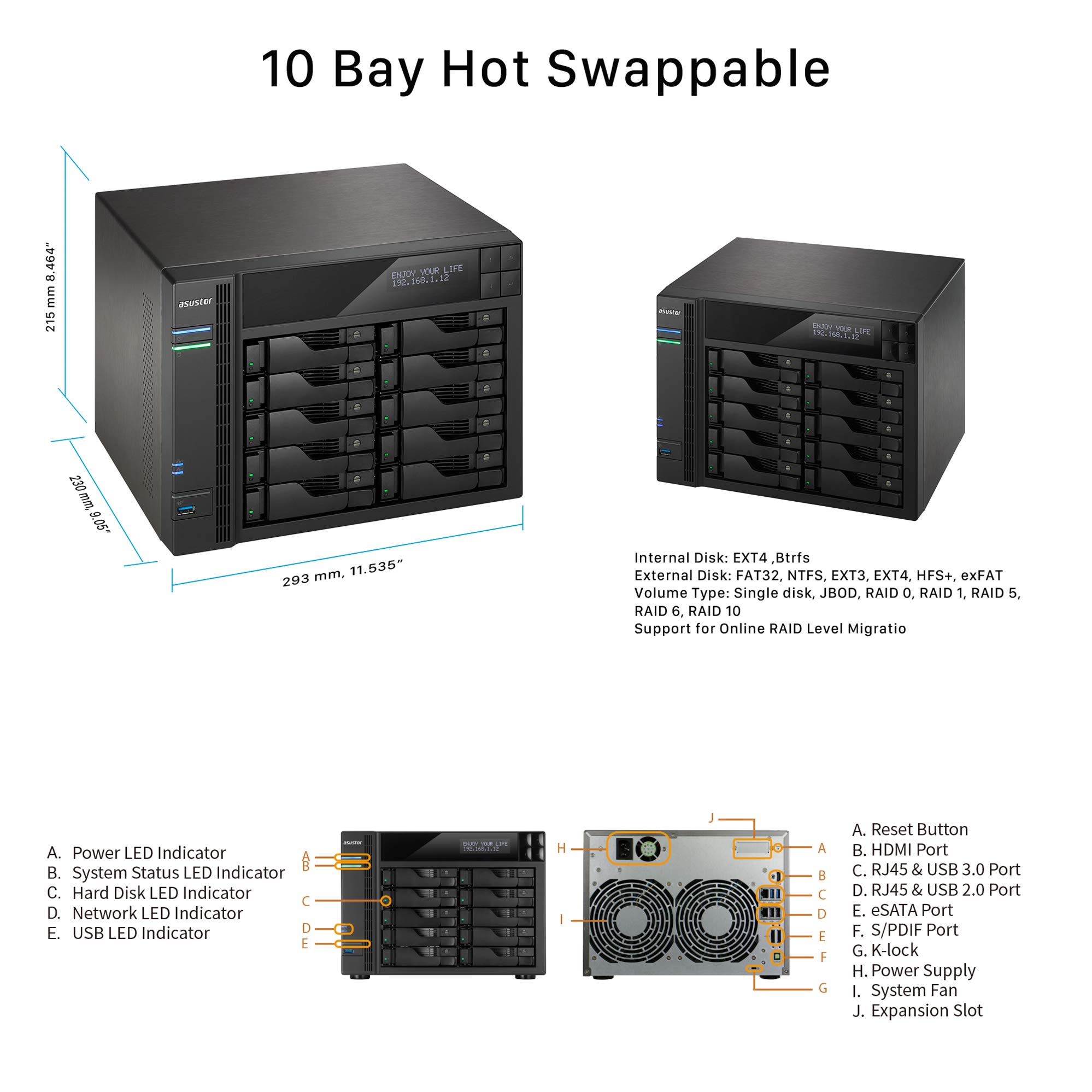 asustor-as7010t-serveur-nas-bureau-10-baies-intel-core-i5-quad-core-3-0-ghz-8-go image 3