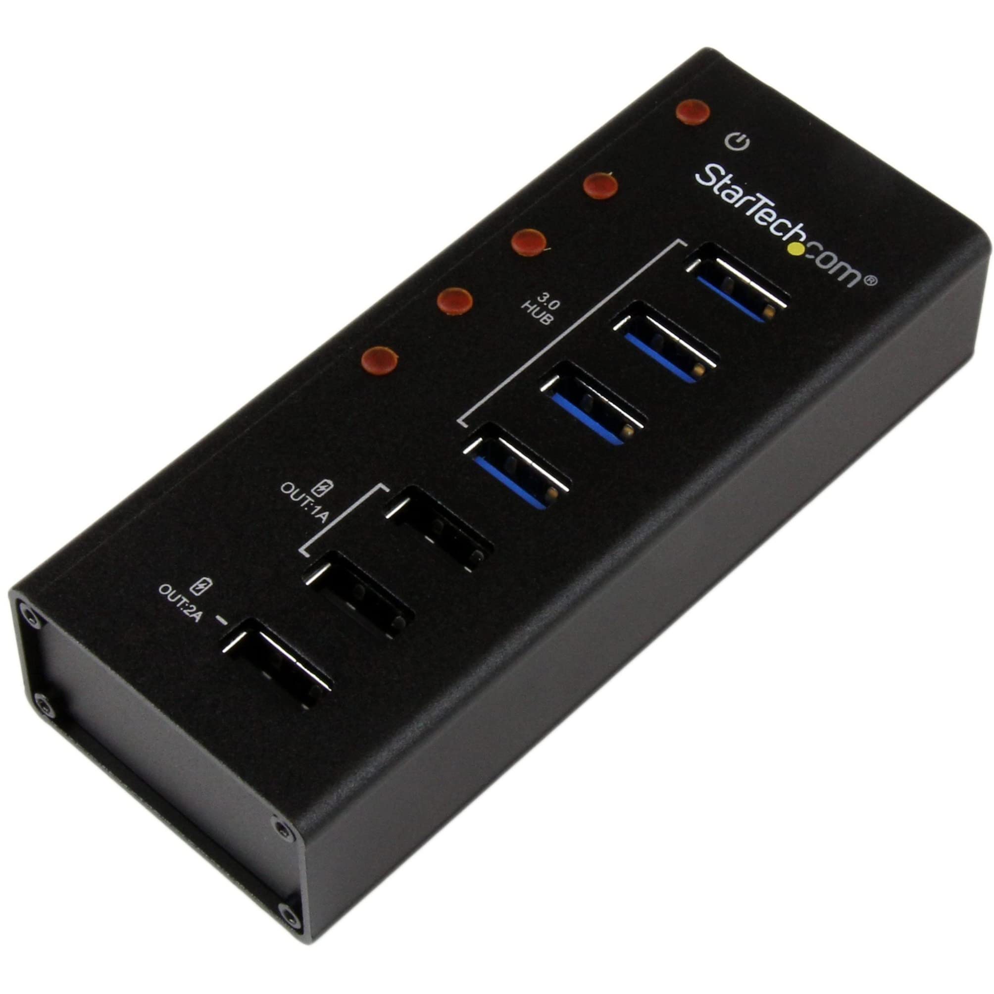 startech-com-st4300u3c3-hub-usb-3-0-7-ports-5gbps-avec-charge-mural image 1
