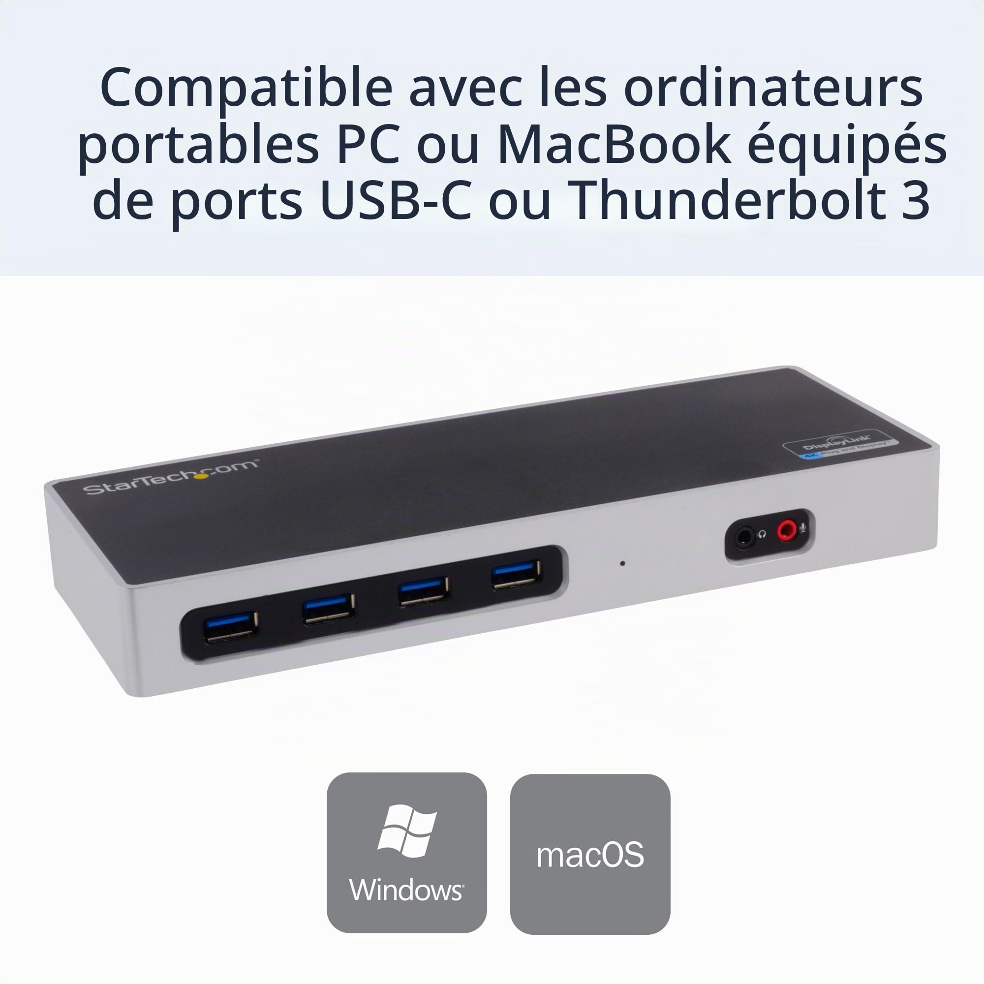 startech-com-station-d-accueil-hybride-usb-c-usb-a-double-4k-60hz-dp-hdmi image 2