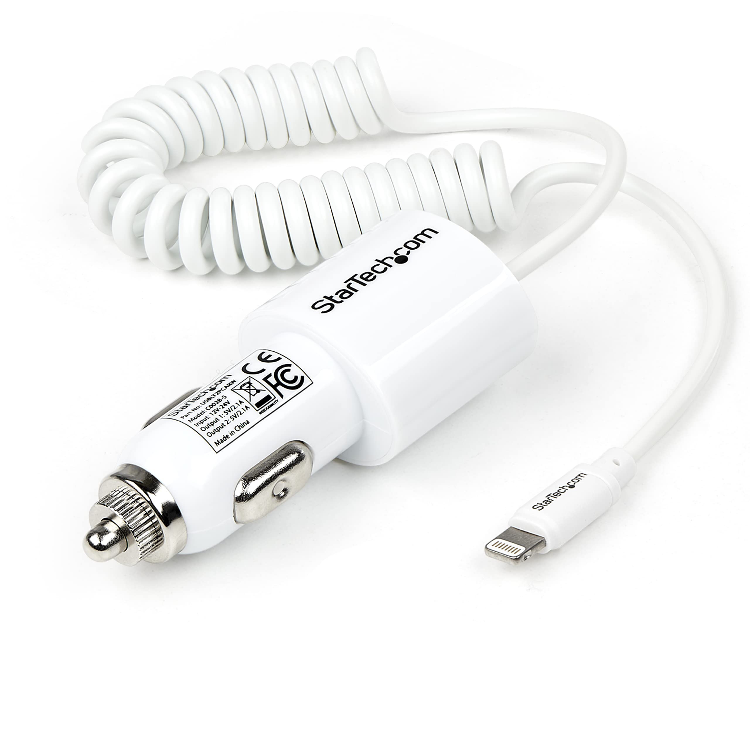 startech-com-usblt2pcarw-chargeur-voiture-lightning-usb-21w-4-2a-blanc image 1