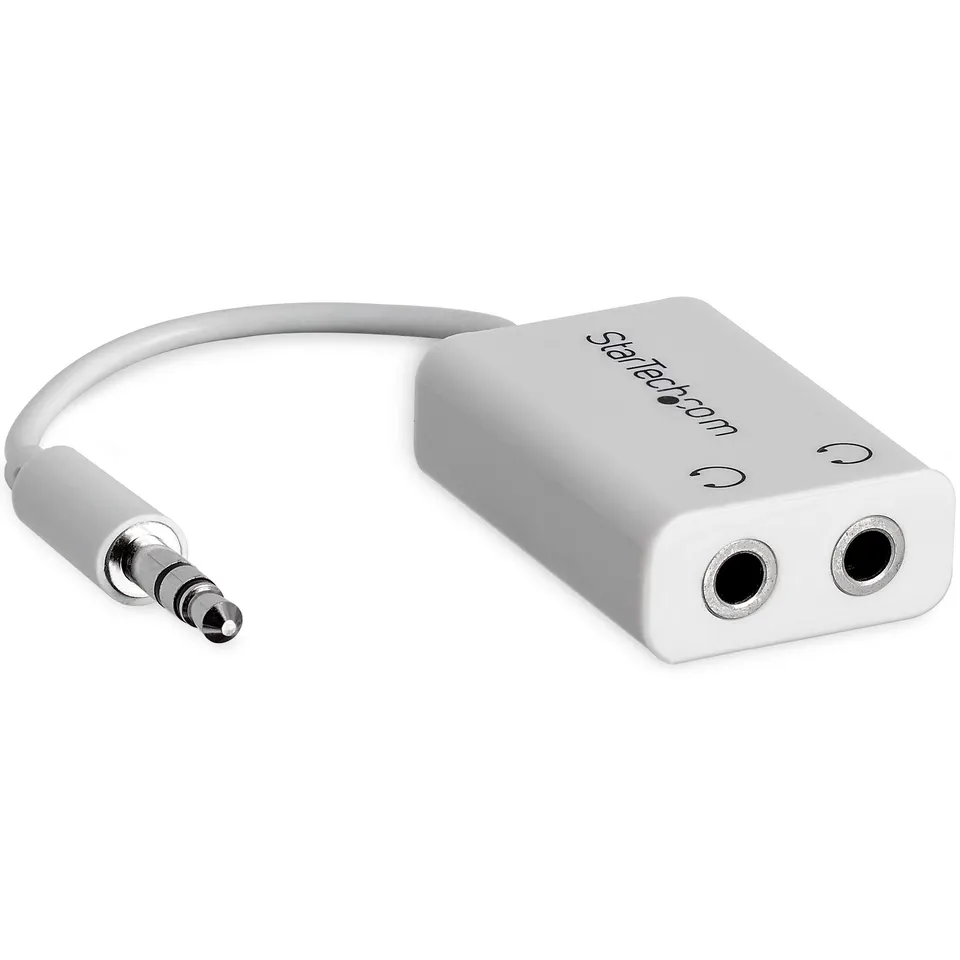 startech-com-muy1mffadpw-r-partiteur-audio-slim-3-5mm-m-le-vers-2x-femelle-blanc image 1