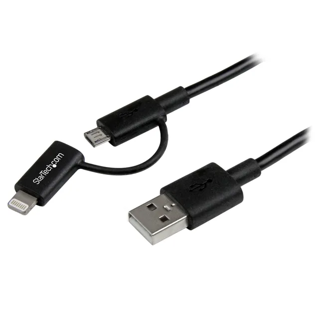 startech-com-c-ble-lightning-8-broches-micro-usb-vers-usb-1-m-noir image 1