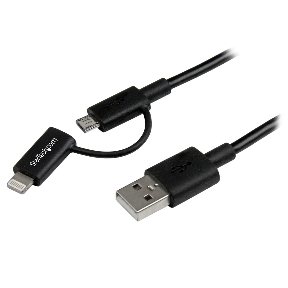 startech-com-c-ble-lightning-8-broches-micro-usb-vers-usb-1-m-noir image 1
