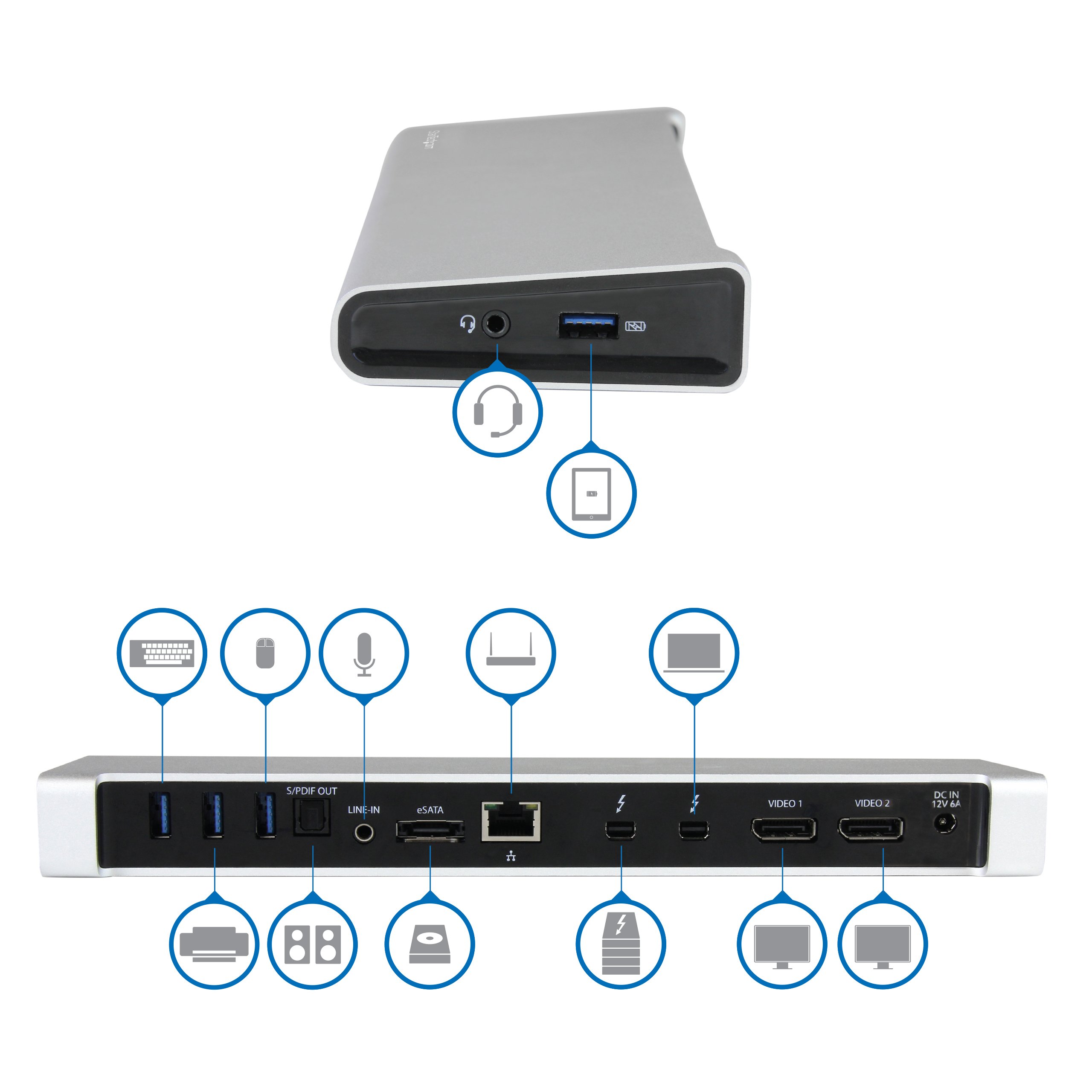startech-com-station-d-accueil-thunderbolt-2-double-displayport-4k-tb2dock4k2dp image 2