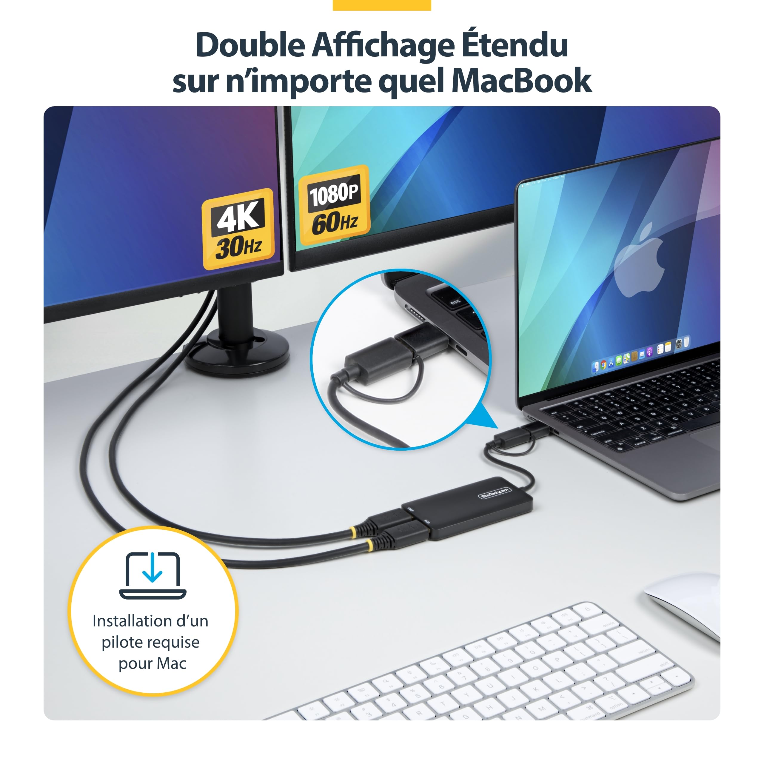 startech-com-adaptateur-usb-a-usb-c-vers-double-hdmi-4k30-1080p image 4