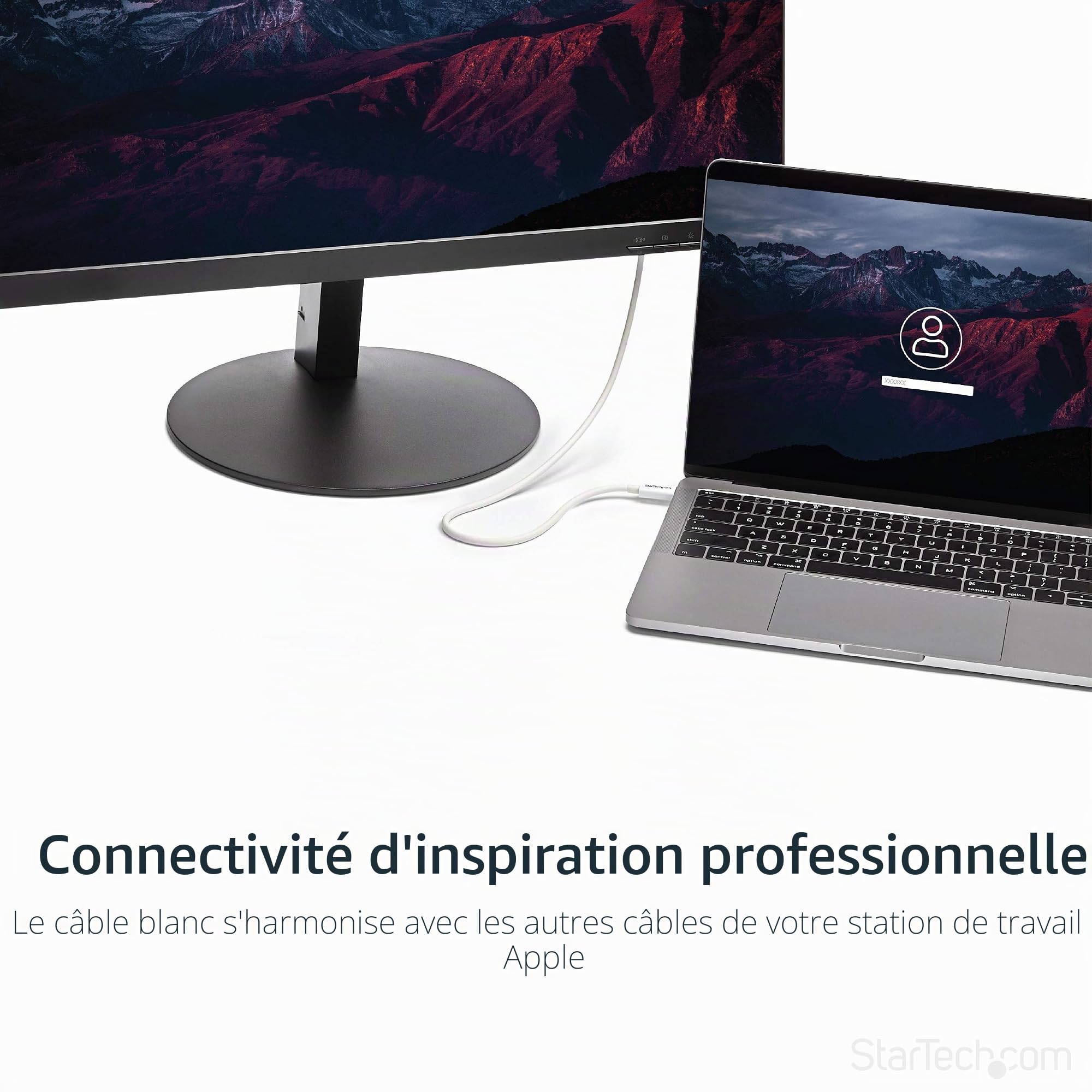 startech-com-c-ble-thunderbolt-3-passif-0-5m-40gbps-100w-pd-usb-c-blanc image 4