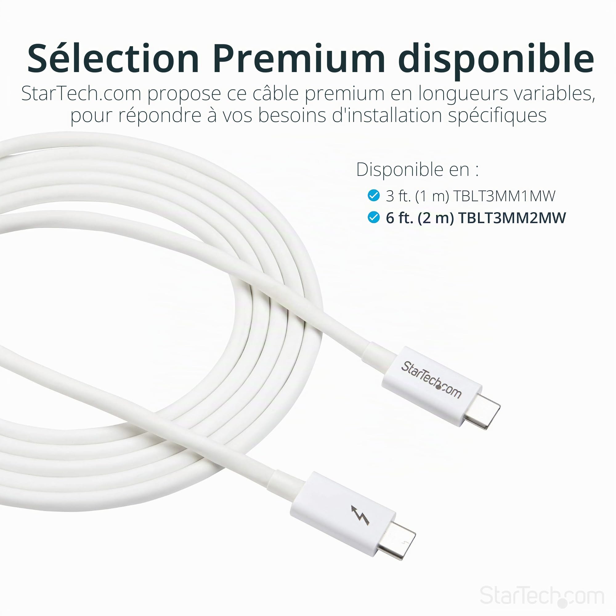 startech-c-ble-thunderbolt-3-passif-2-m-20gbps-100w-pd-4k-usb-c-blanc image 4