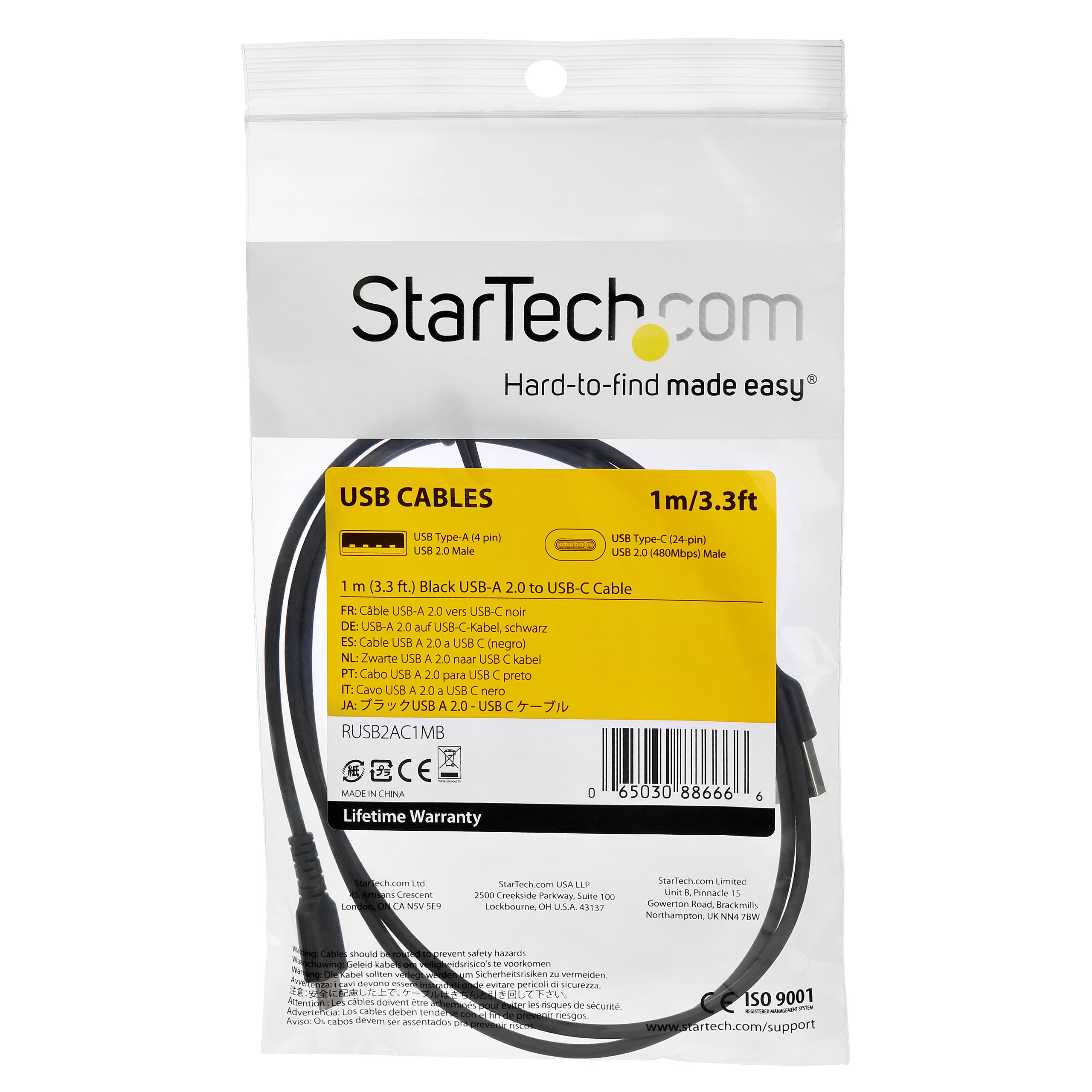 startech-com-c-ble-usb-c-vers-usb-c-1m-60w-usb-2-0-noir image 4