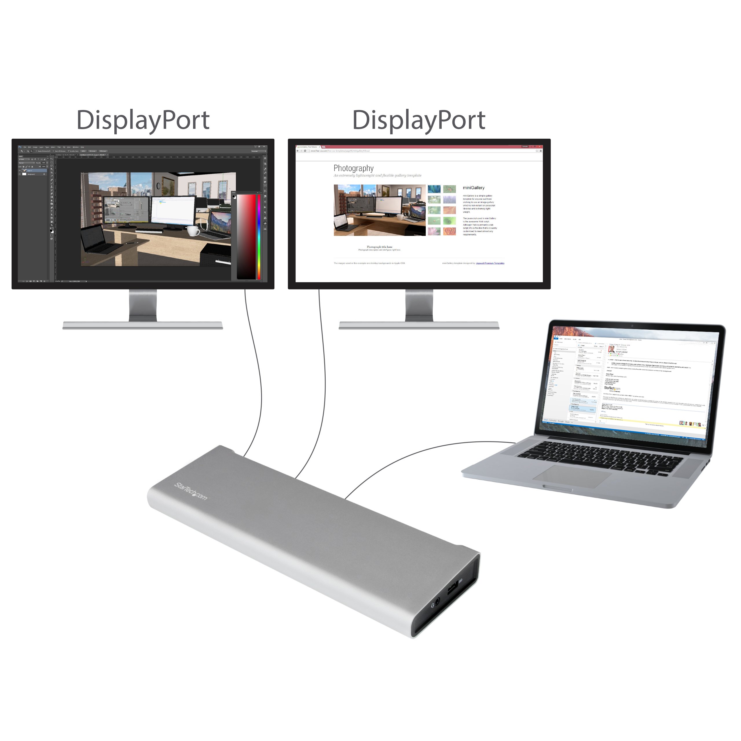 startech-com-station-d-accueil-thunderbolt-2-double-displayport-4k-tb2dock4k2dp image 4
