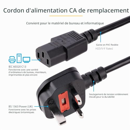 startech-com-cordon-d-alimentation-pc-uk-3-m-bs-1363-vers-c13-noir-pxt101uk3m image 6