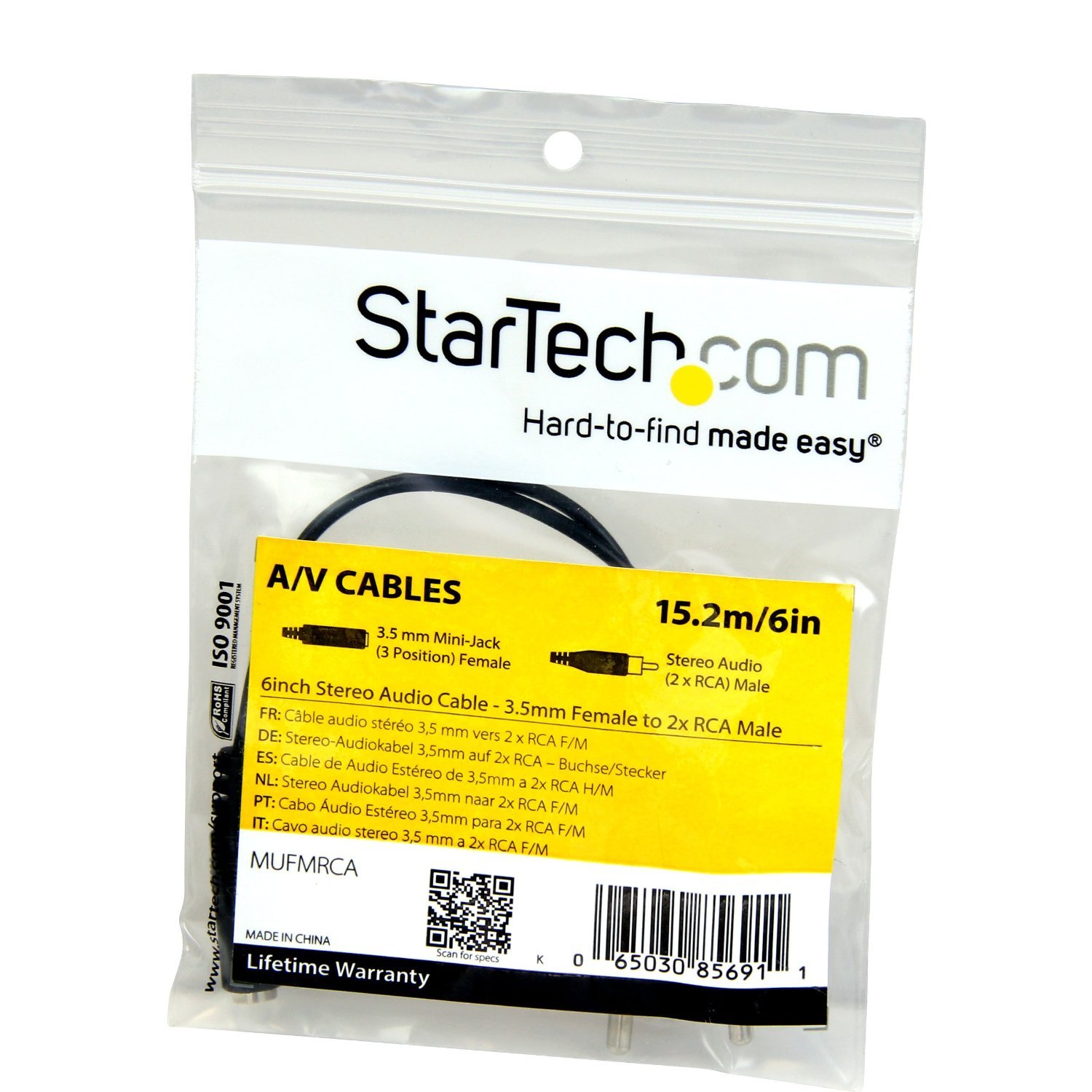 startech-com-mufmrca-c-ble-audio-3-5-mm-femelle-vers-2x-rca-m-le-15-cm image 4
