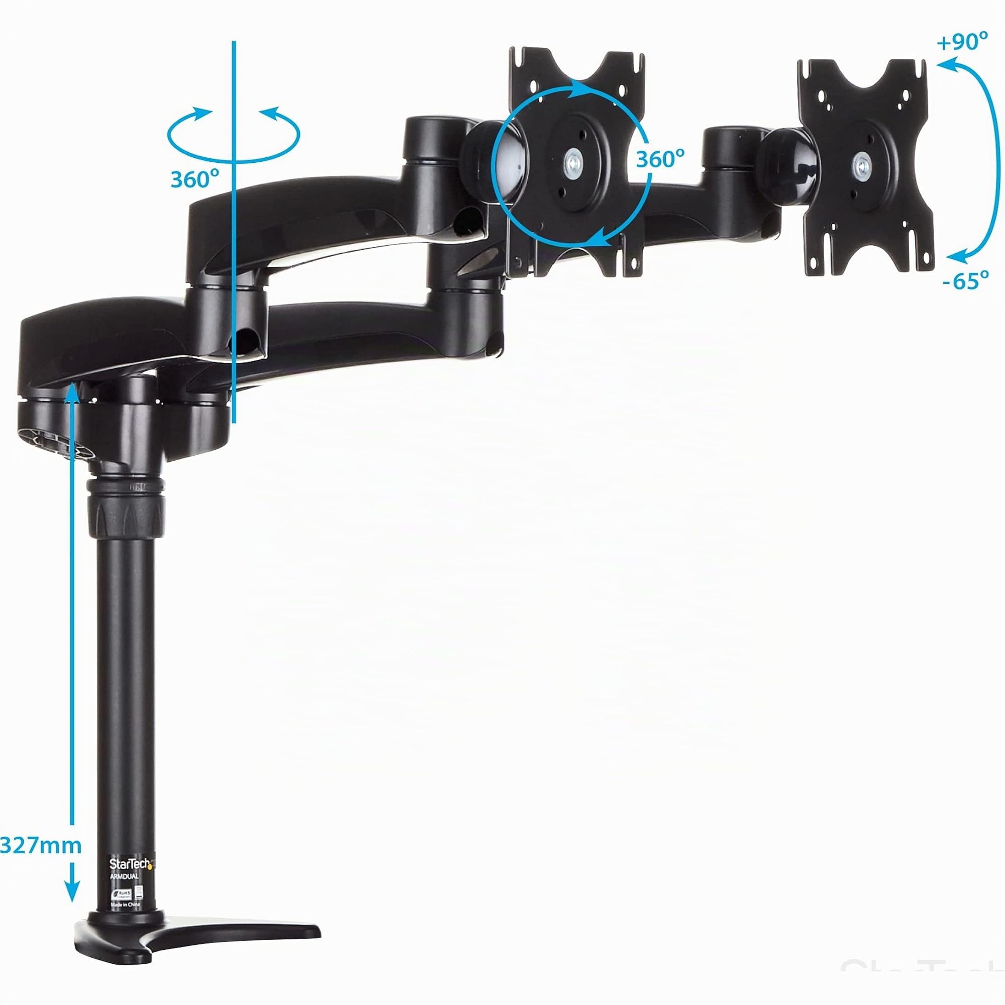startech-com-armdual-support-bras-articul-2-crans-12-24-pouces-noir image 4