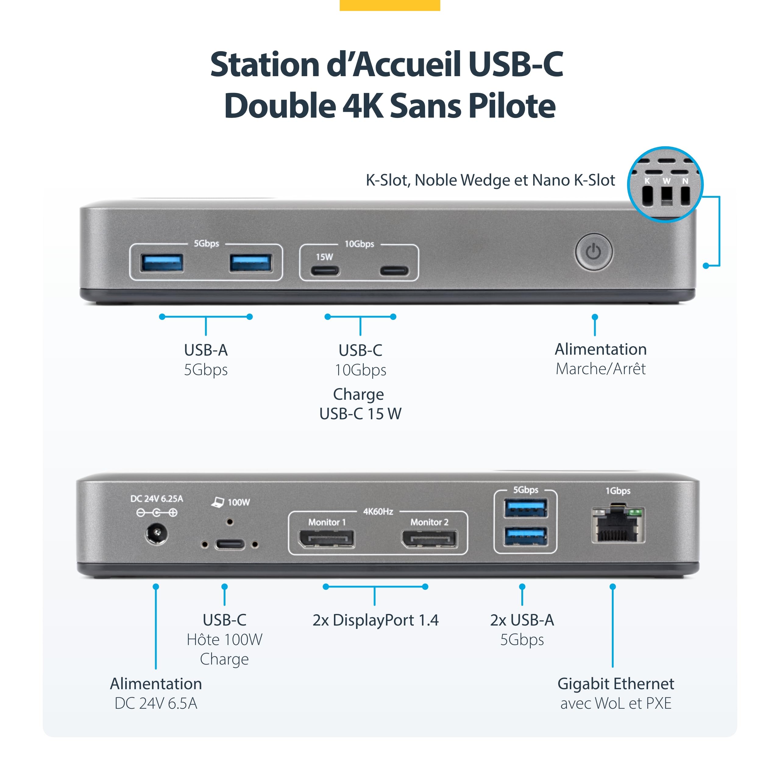 startech-com-dock-usb-c-double-dp-4k-60hz-100w-verrouillable-sans-pilote image 2