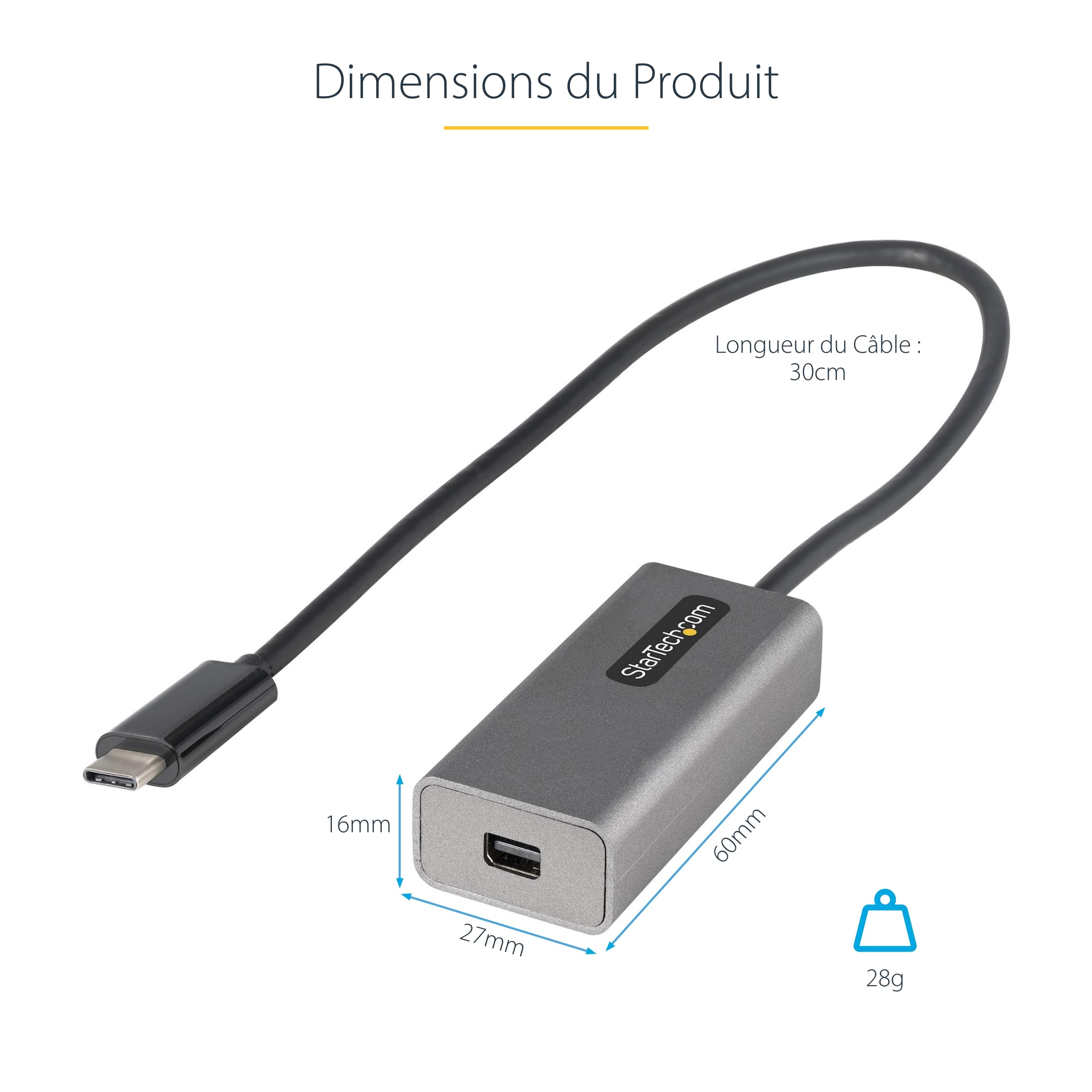 startech-com-adaptateur-usb-c-vers-mini-displayport-4k-60hz-c-ble-30cm image 5